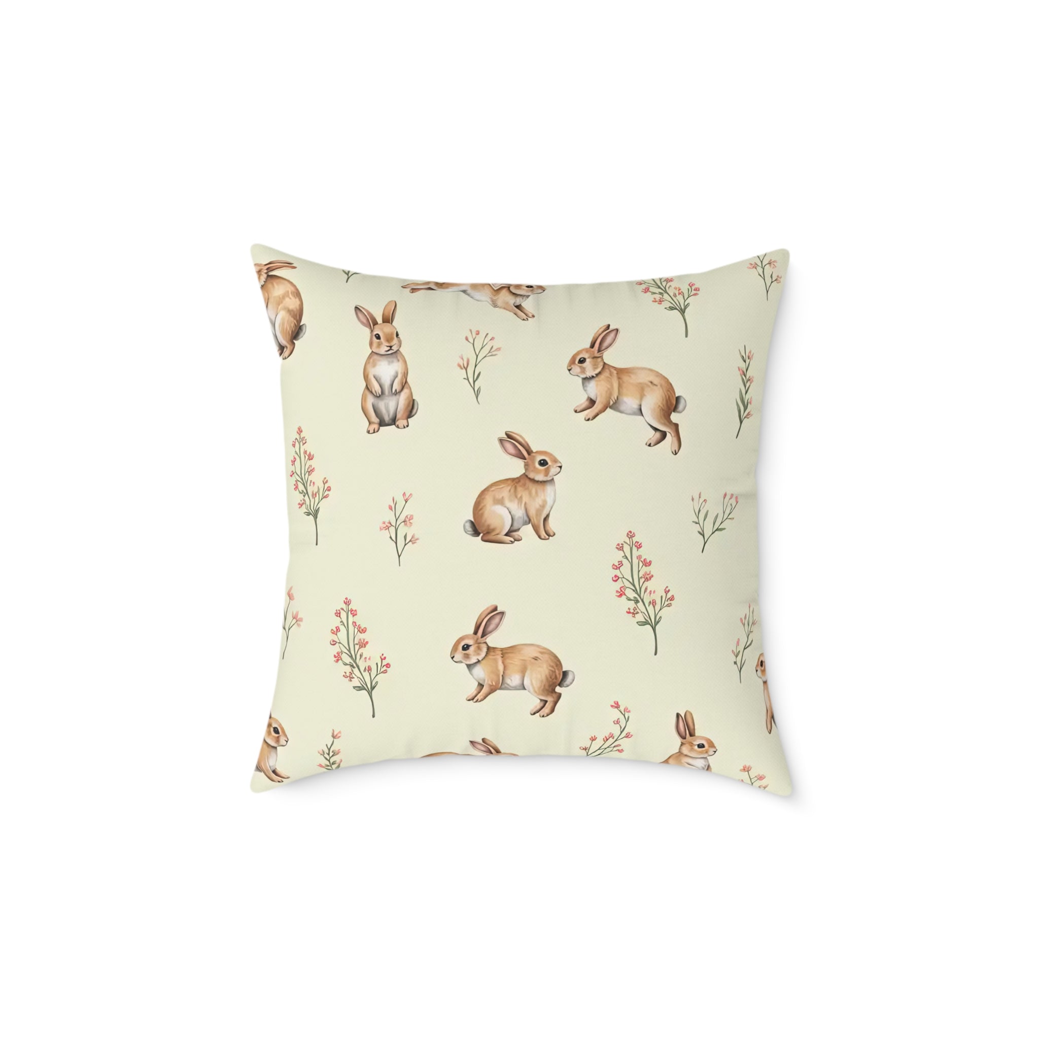 Cottagecore Bunny Throw Pillow | Rabbit Pattern Accent Pillow | Farmhouse Bunny Decor Cushion | Woodland Rabbit Home Decor | Gumpert Homestead