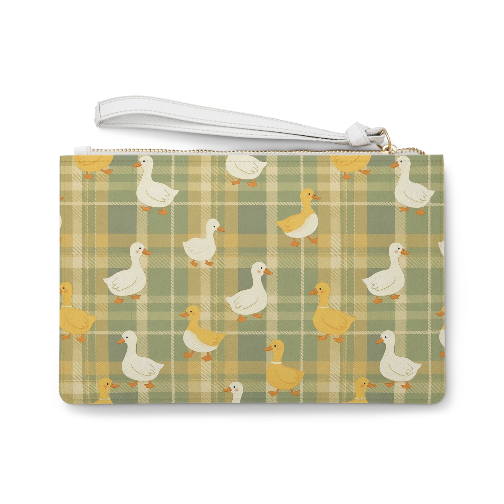 Gingham Goose Clutch Bag | Cottagecore Farmhouse Wristlet Purse | Goose Pattern Makeup Bag | Country Farm Animal Zipper Pouch | Homestead Gift