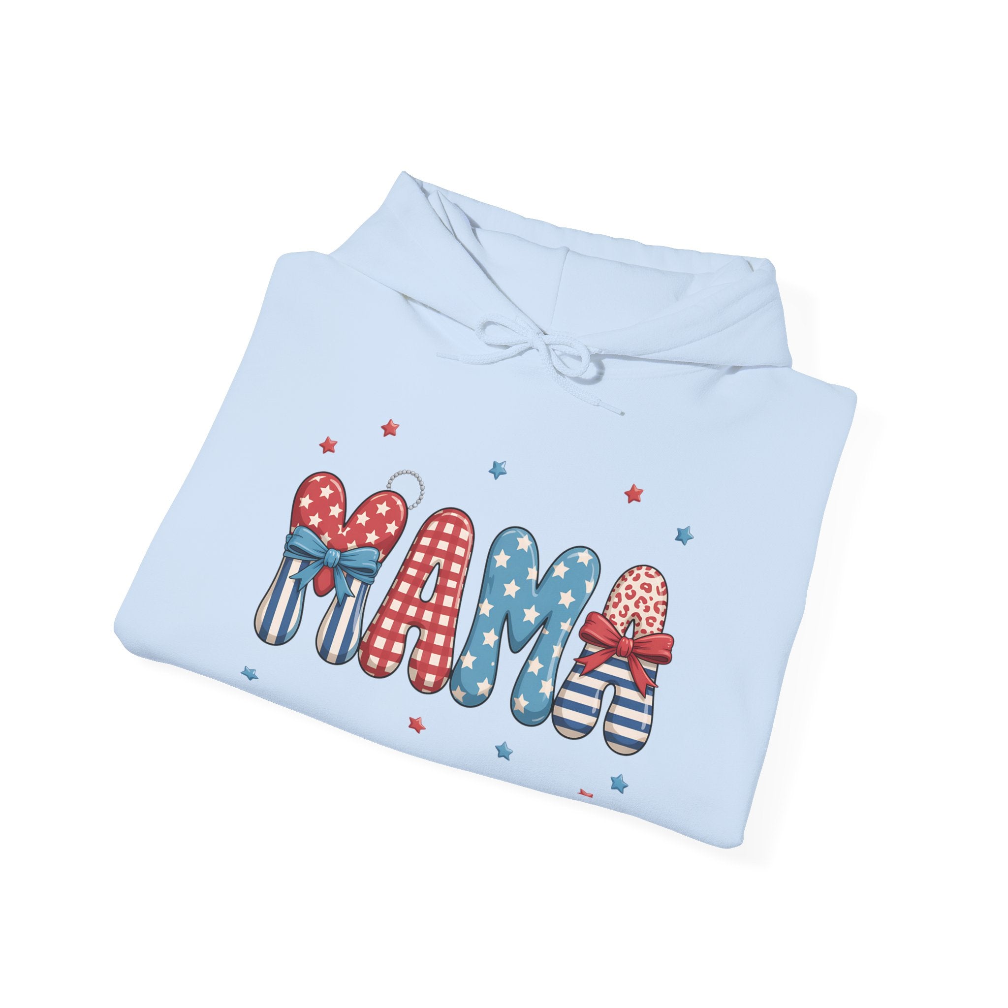 Patriotic Mama Hoodie | Red White Blue Bow Mama Sweatshirt | 4th of July Mom Hoodie | Americana Farmhouse Mom Pullover | Cottagecore Mama Hoodie | Summer Mom Apparel