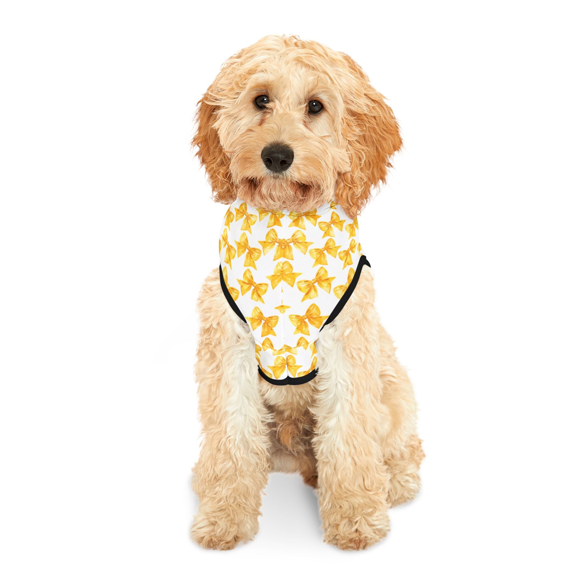Yellow Coquette Bows Cute Pet Hoodie - Adorable Puppy Sweater, Small Dog Outfit, Furry Friend Gift, Pet Apparel, Animal Lover Present