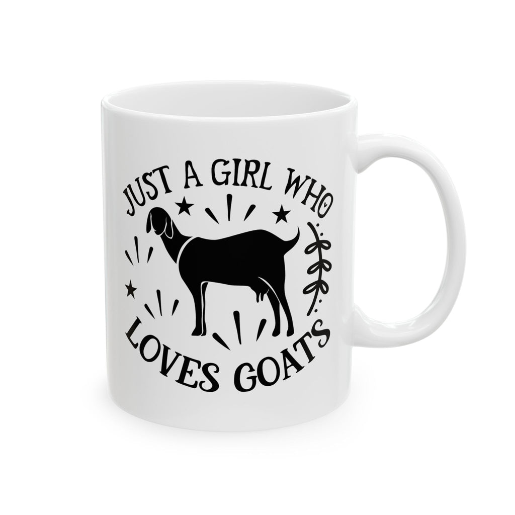 Just a Girl Who Loves Goats Mug | Farmhouse Goat Lover Coffee Cup | Homestead Ceramic Mug