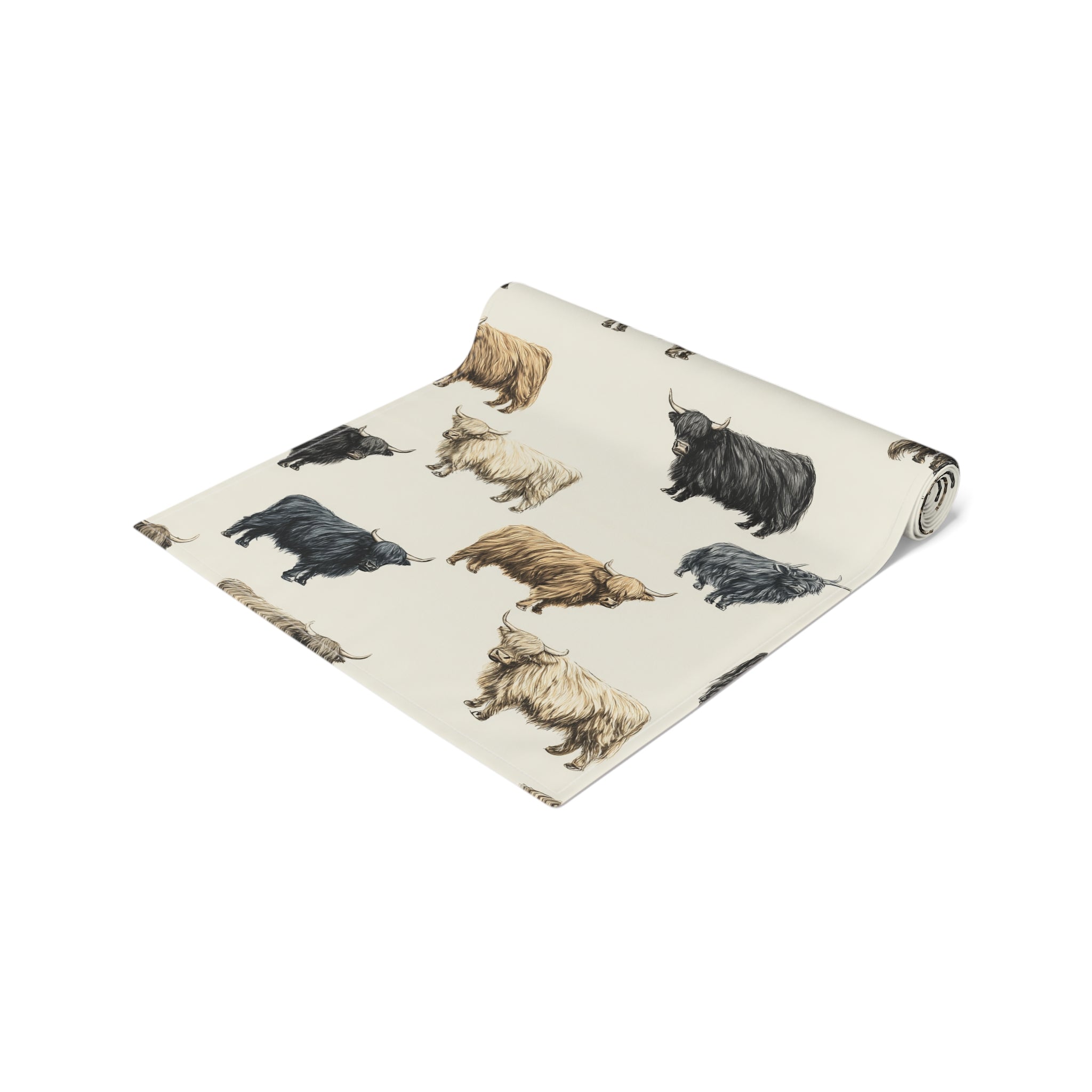 Highland Cow Farmhouse Table Runner | Rustic Farm Cattle Kitchen Decor | Country Cottagecore Dining Table Linen | Homestead Cow Table Decor