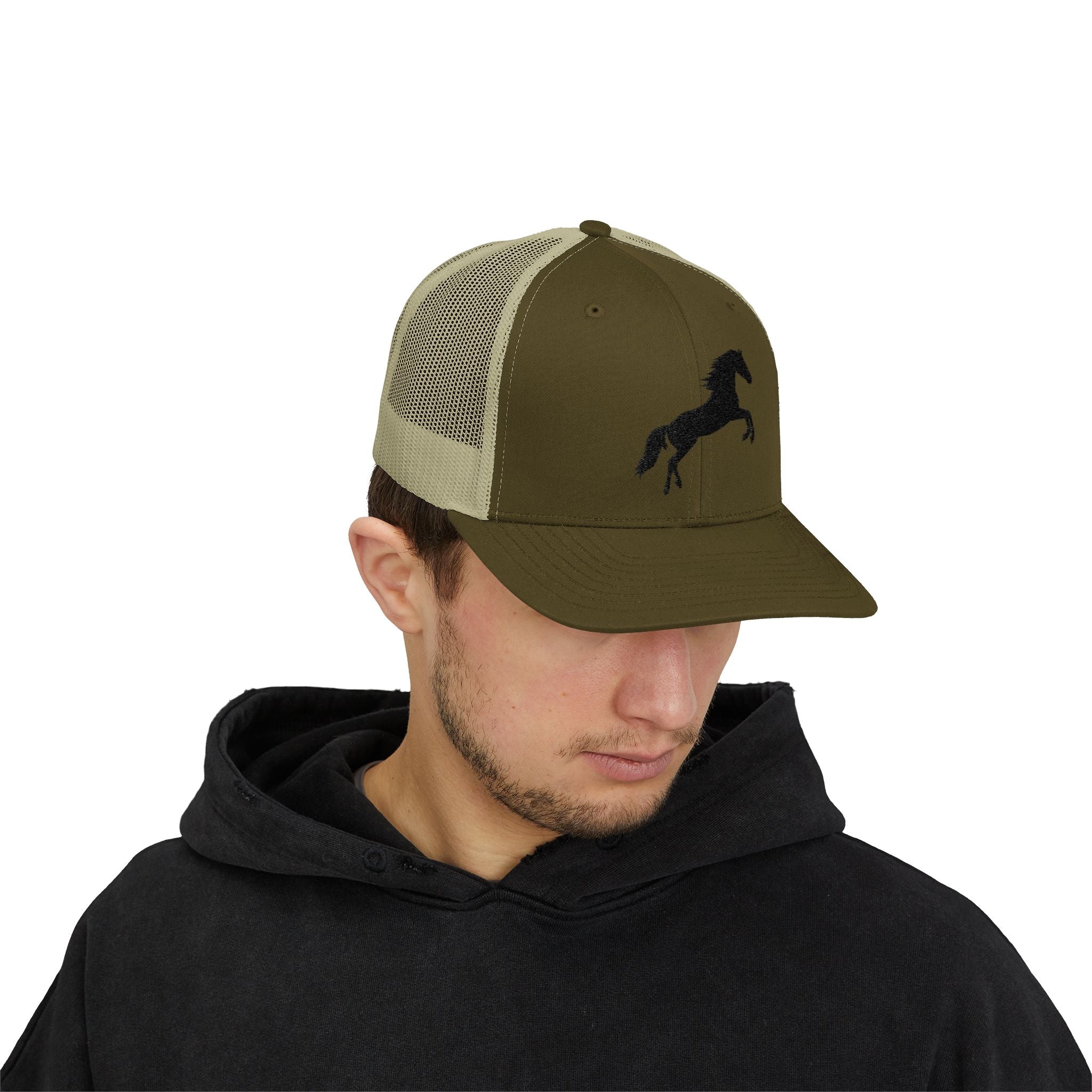 Rearing Horse Trucker Hat | Western Equestrian Mesh Snapback Cap | Rustic Ranch Horse Lover Hat | Farm Life Country Cowboy Cap