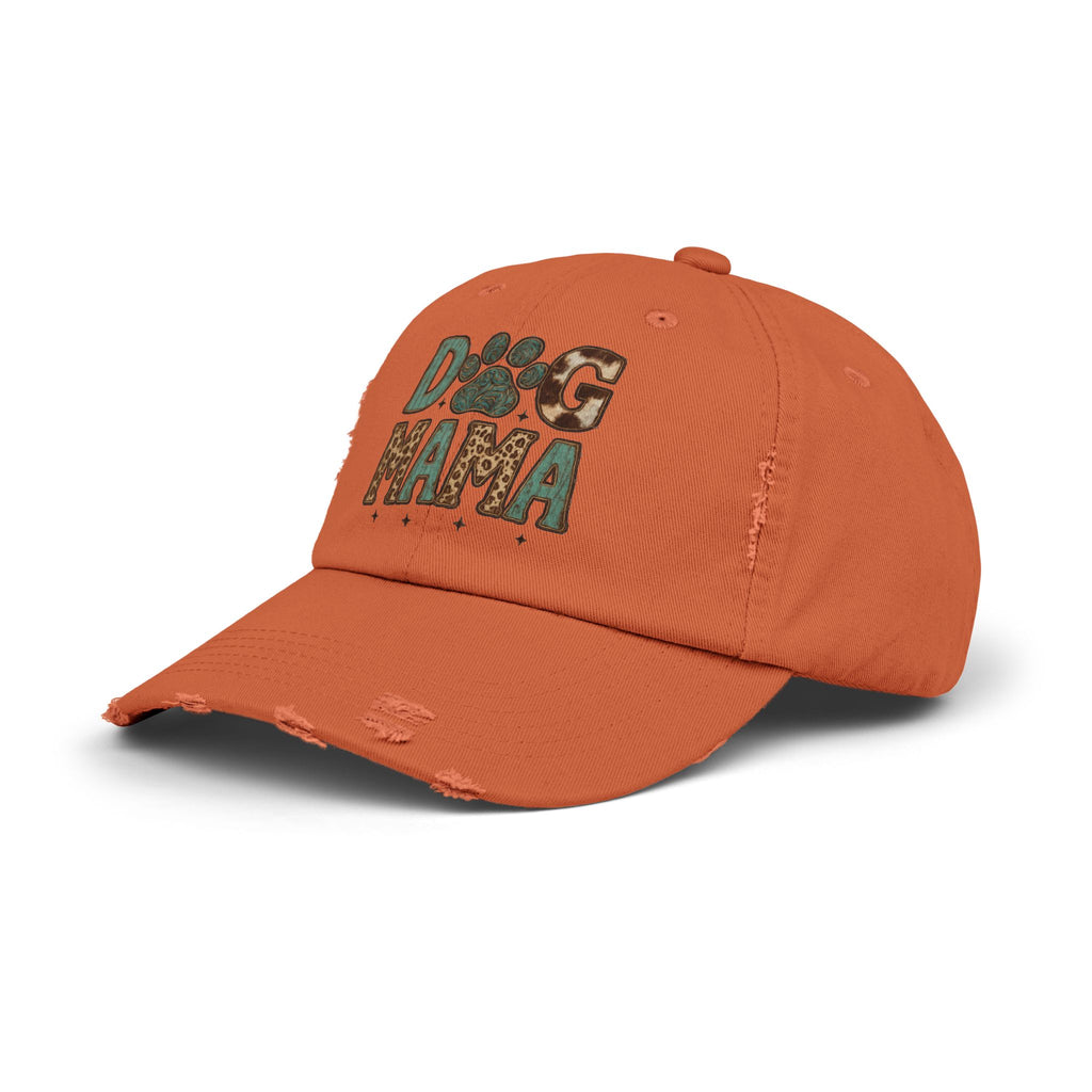 Dog Mama Distressed Baseball Cap – Vintage Dog Mom Hat, Farmhouse Pet Lover Cap, Washed Cotton Casual Hat