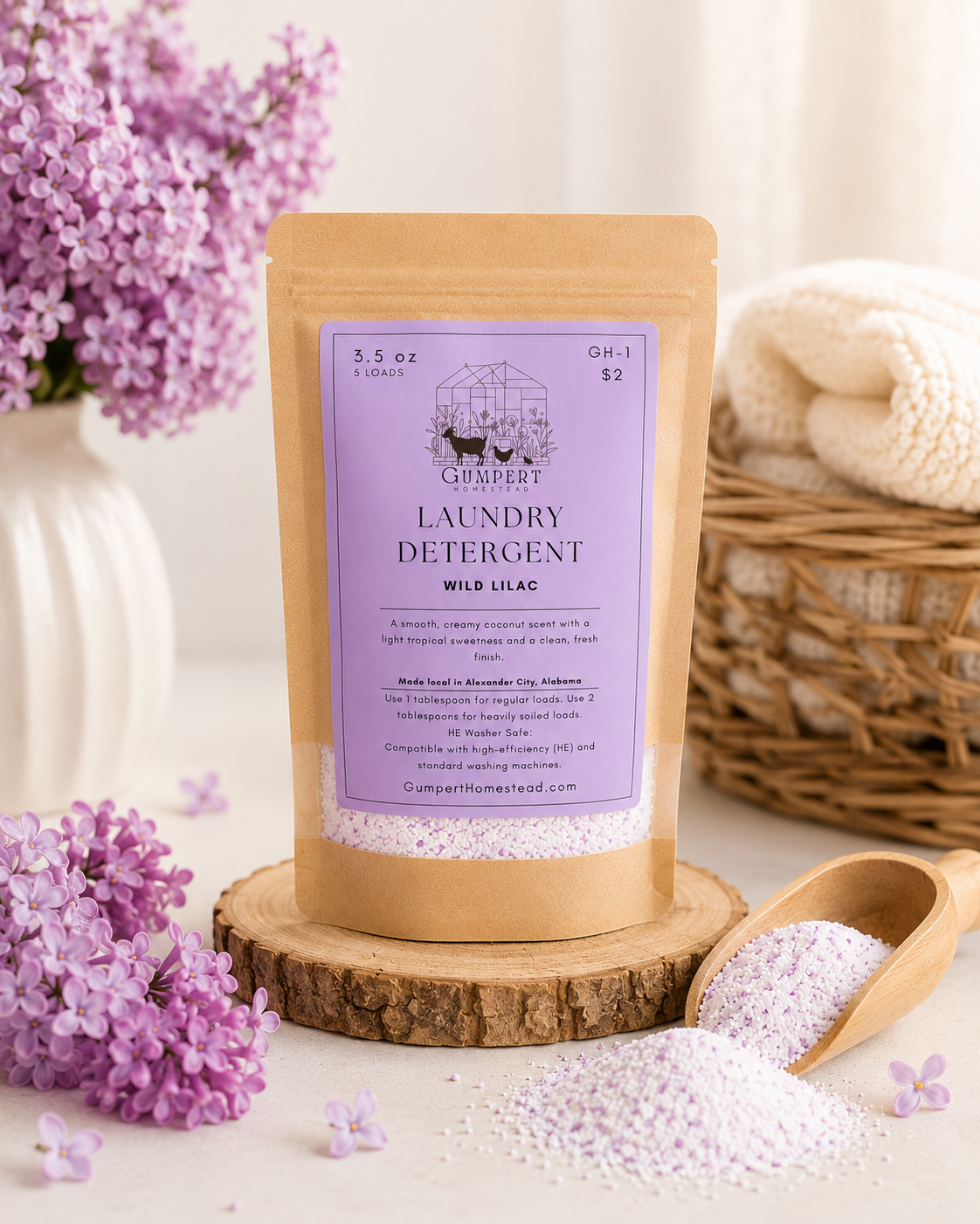 Wild Lilac Handmade Laundry Detergent | Fresh Floral Farm-Made Laundry Powder | HE Washer Safe | Available in 3 Sizes