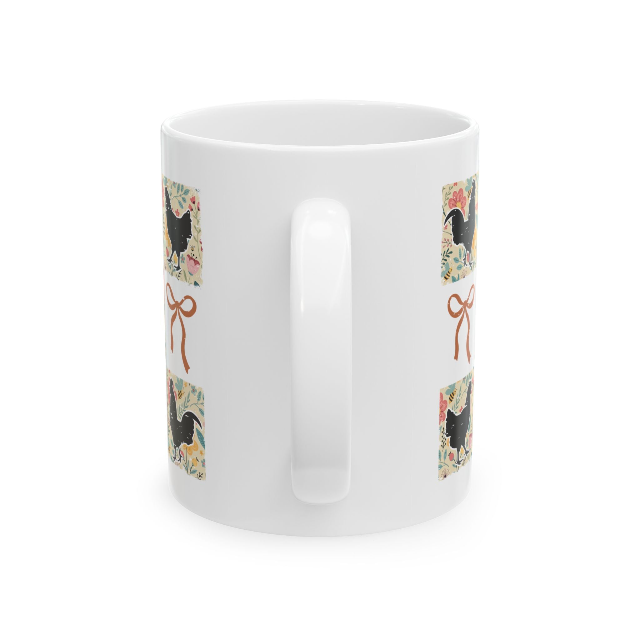 Patchwork Chicken Ceramic Mug – Cottagecore Farmhouse Chicken Coffee Cup, Chicken Mom Mug (11oz, 15oz)