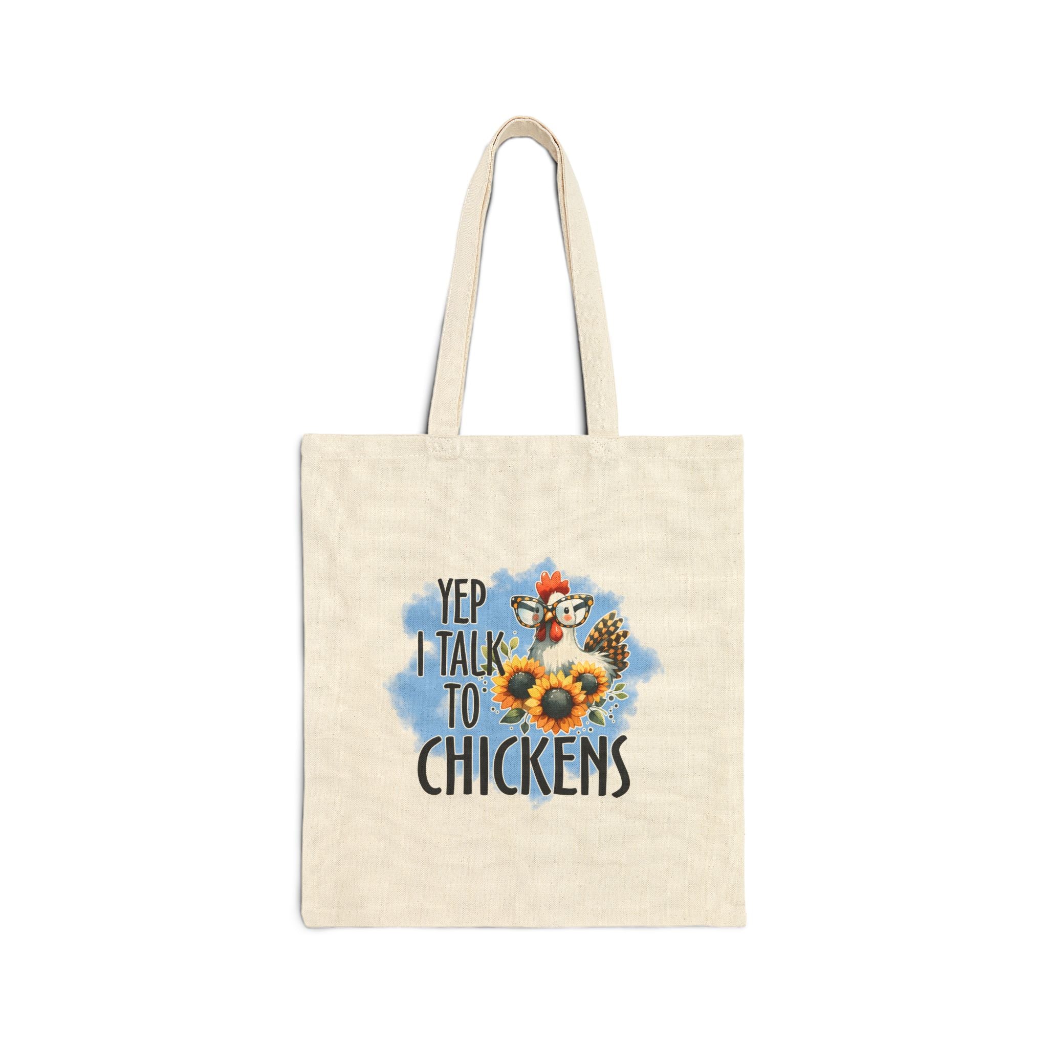 Yep I Talk to Chickens Tote Bag | Farmhouse Chicken Lover Canvas Tote | Homestead Market Bag