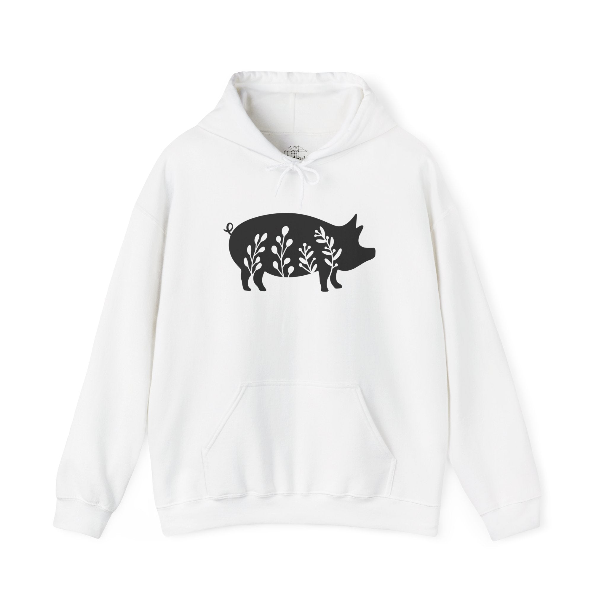 Floral Pig Silhouette Hoodie – Farm Life Sweatshirt, Pig Lover Pullover, Homestead Hoodie, Mini Pig Apparel, Farm Animal Hoodie, Country Living Unisex Hoodie
