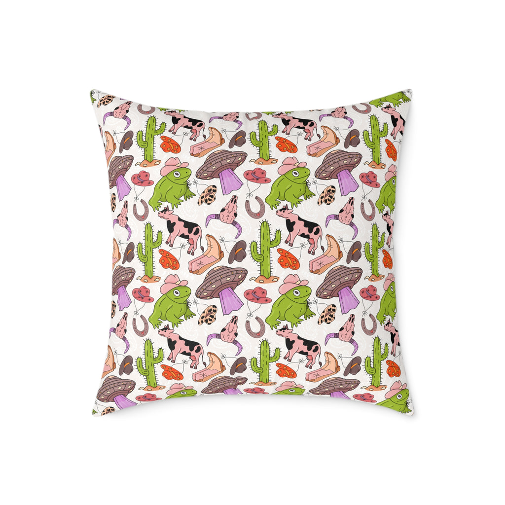 Pink Western Throw Pillow | Cowgirl Farmhouse Decor Pillow | Funky Western Accent Cushion | Gumpert Homestead
