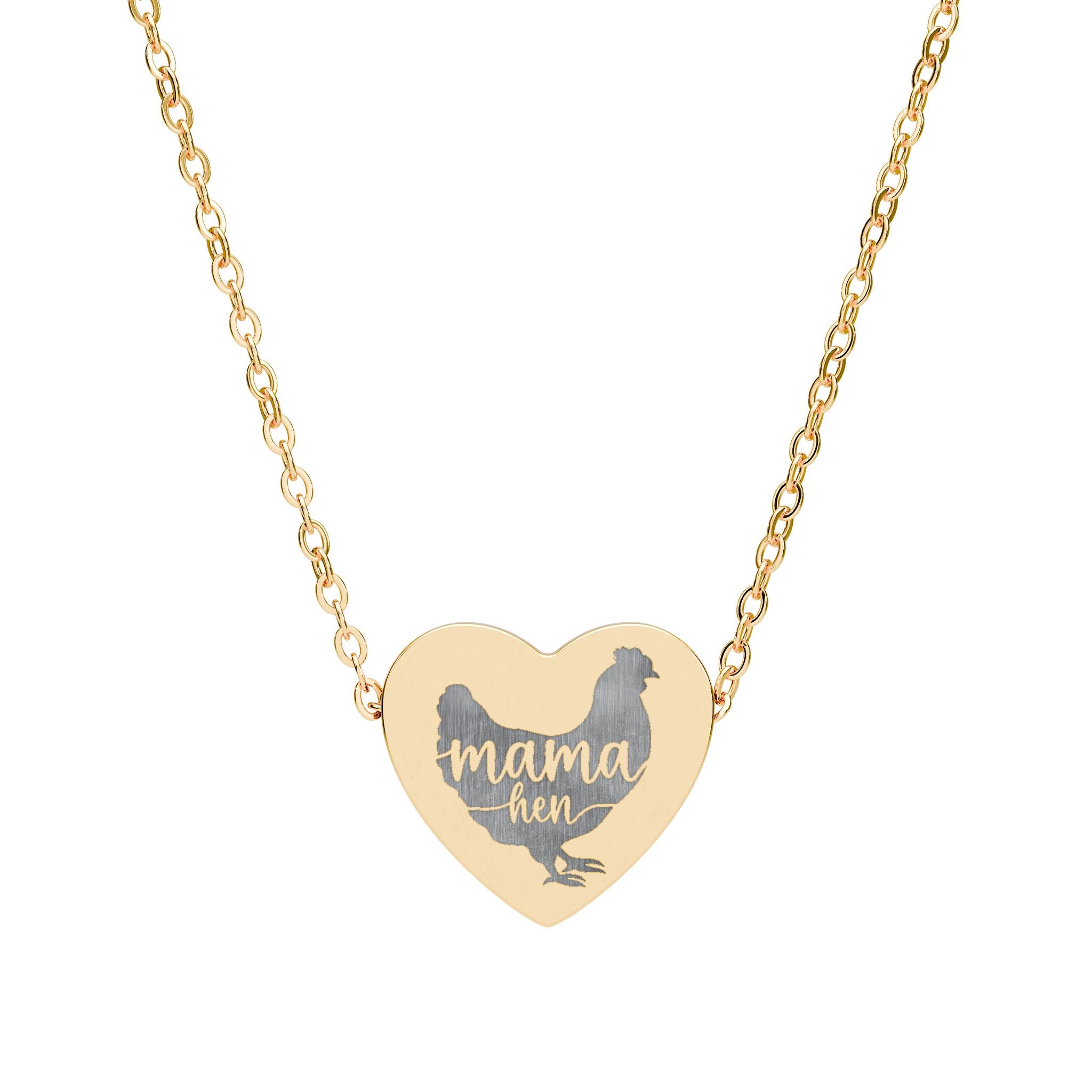 Mama Hen Heart Necklace – Chicken Mama Jewelry, Rose Gold Farmhouse Necklace, Backyard Chicken Mom Gift