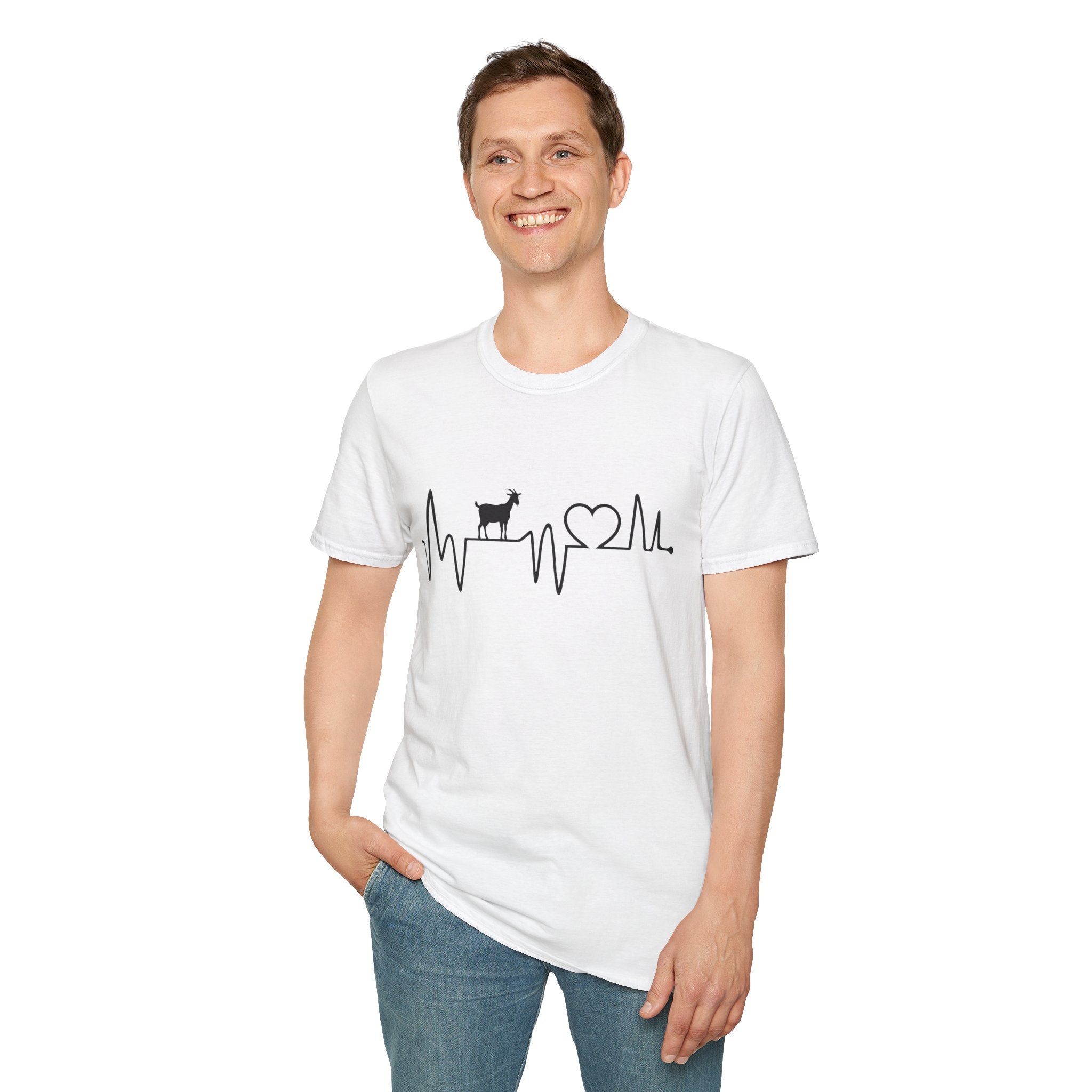 Goat Heartbeat Unisex T-Shirt | Minimalist Goat Lover ECG Farm Life Tee