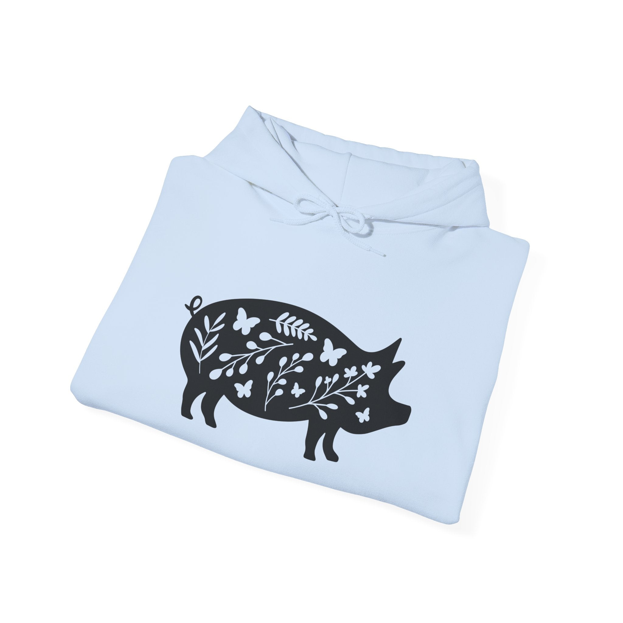 Floral Pig Silhouette Hoodie – Farm Life Sweatshirt, Pig Lover Pullover, Homestead Hoodie, Mini Pig Apparel, Farm Animal Hoodie, Country Living Unisex Hoodie