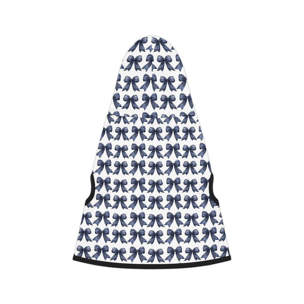 Navy Coquette Bows Cute Pet Hoodie - Adorable Puppy Sweater, Small Dog Outfit, Furry Friend Gift, Pet Apparel, Animal Lover Present