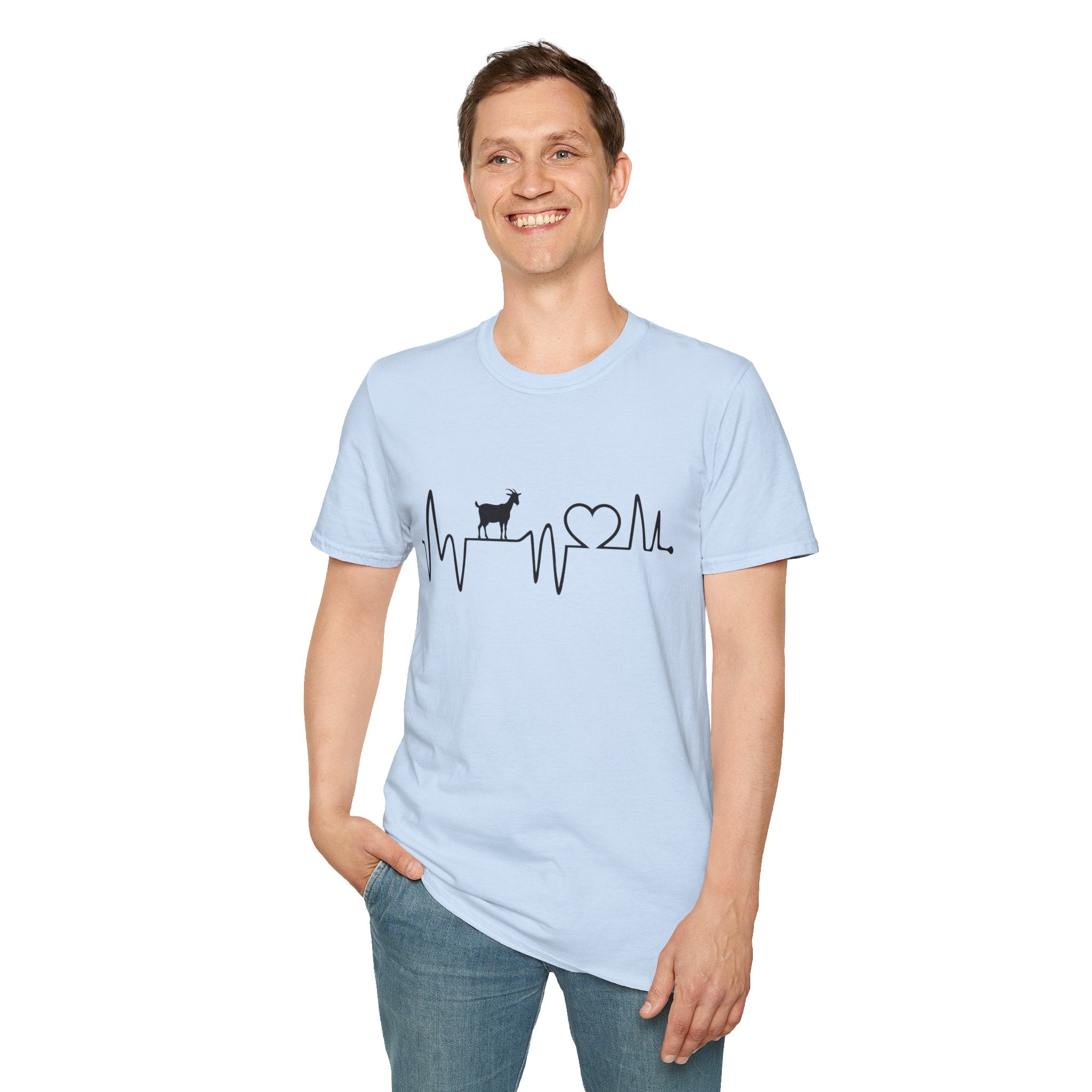 Goat Heartbeat Unisex T-Shirt | Minimalist Goat Lover ECG Farm Life Tee