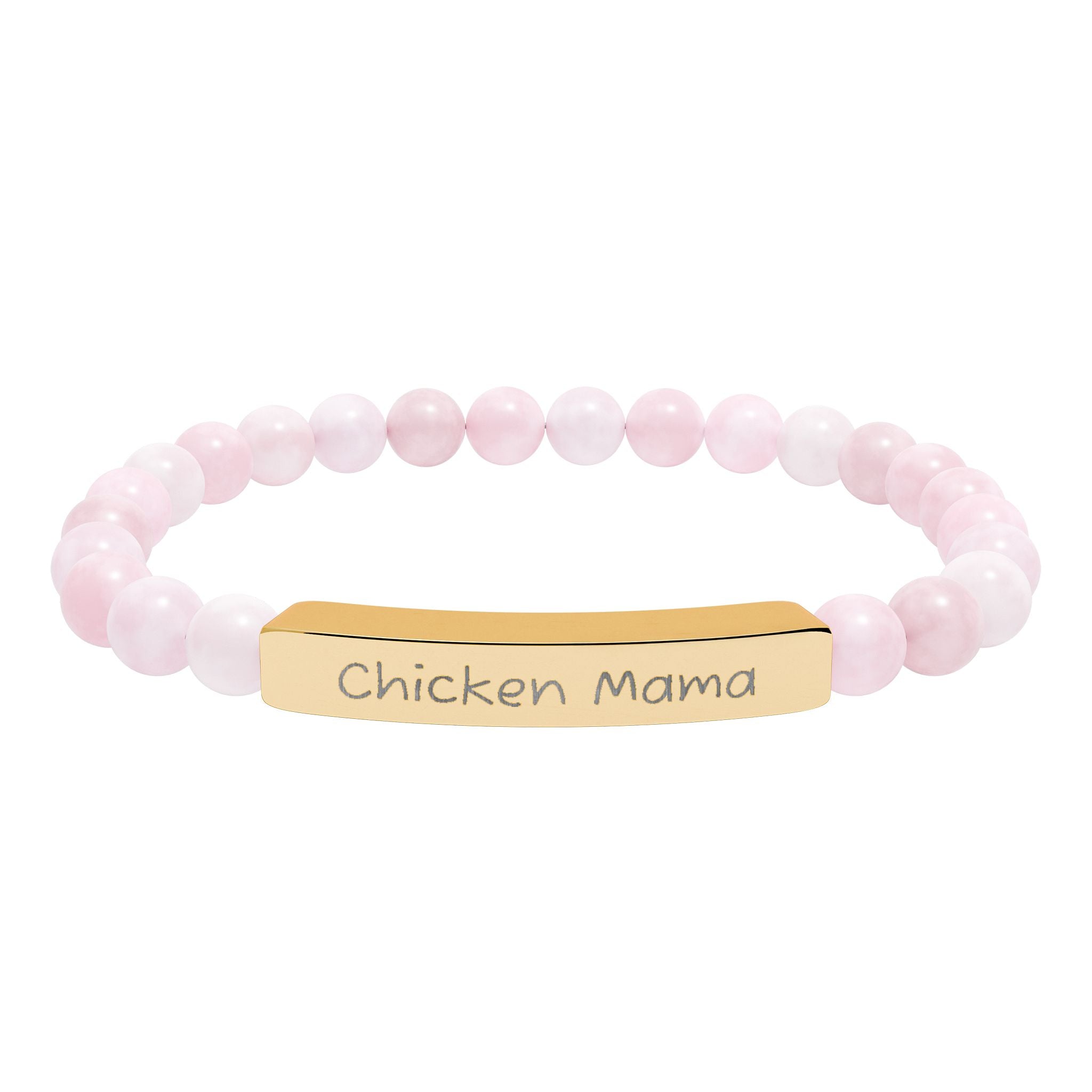 Chicken Mama Natural Stone Stretch Bracelet – Engraved Farm Mom Jewelry, Chicken Lover Gift, Rustic Homestead Bracelet