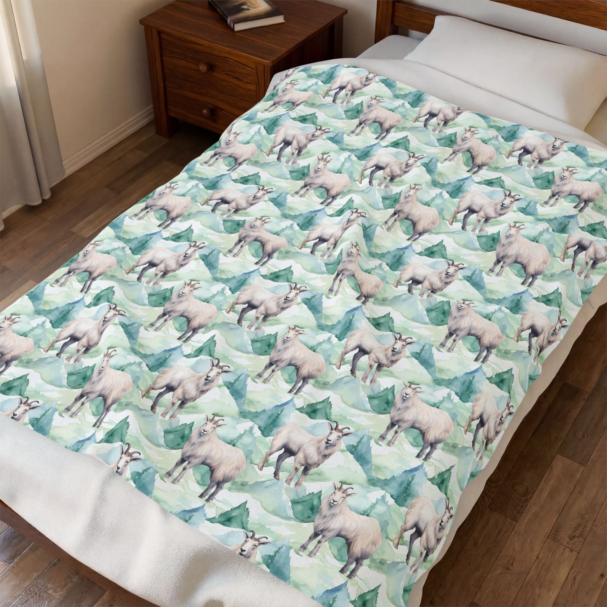 Goat Plush Blanket | Watercolor Goat Throw Blanket | Farmhouse Animal Blanket | Cottagecore Farm Decor | Cozy Goat Lover Gift | Gumpert Homestead