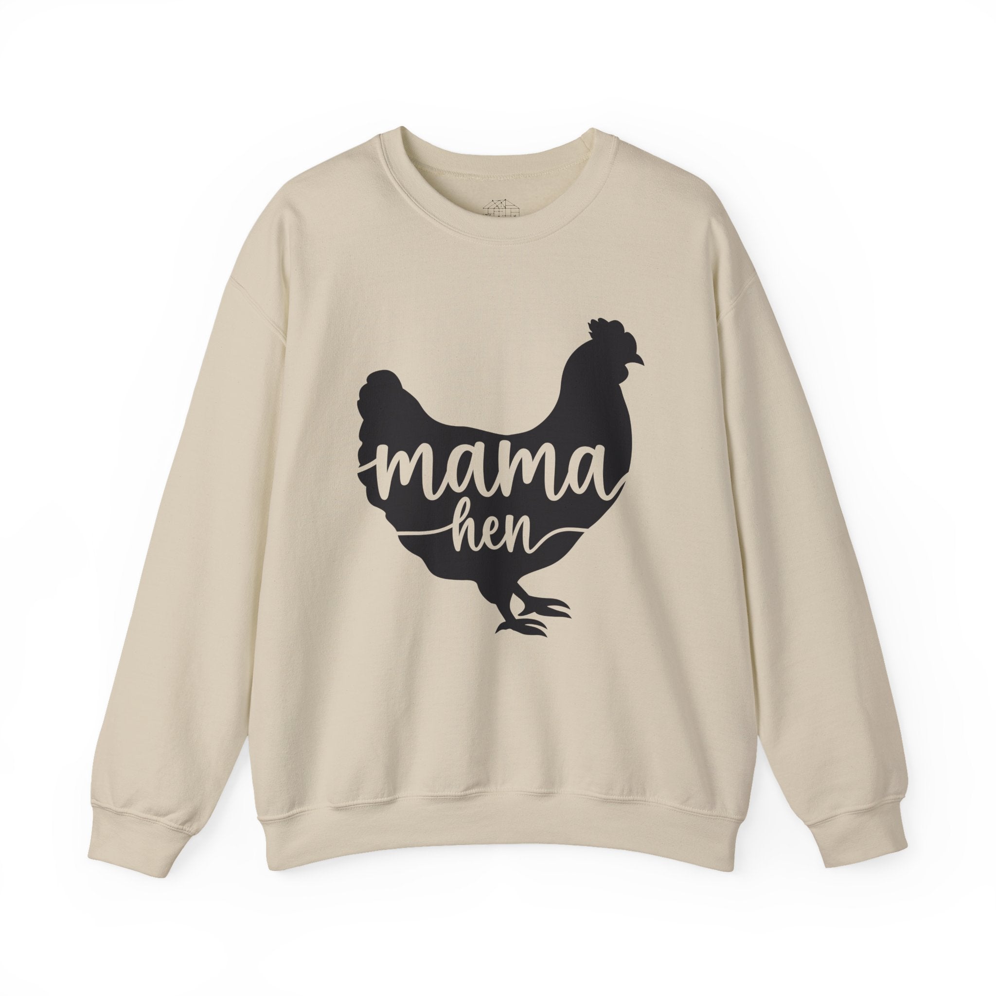 Mama Hen Sweatshirt – Minimalist Chicken Mom Crewneck, Neutral Farmhouse Homestead Pullover, Unisex Gildan 18000