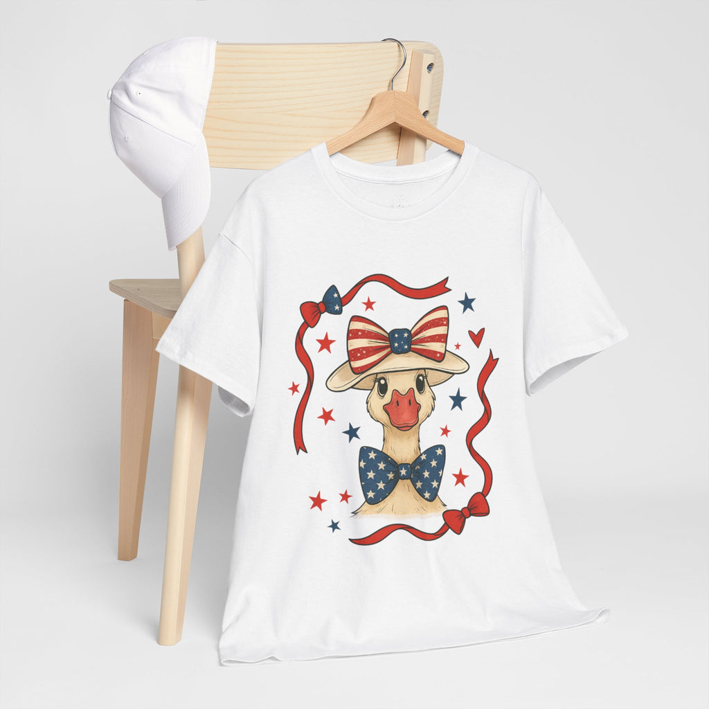 4th of July Goose T-Shirt | Patriotic Farm Goose Graphic Tee | Americana Country Shirt | Red White Blue Farm Animal Shirt | Homestead Summer Apparel