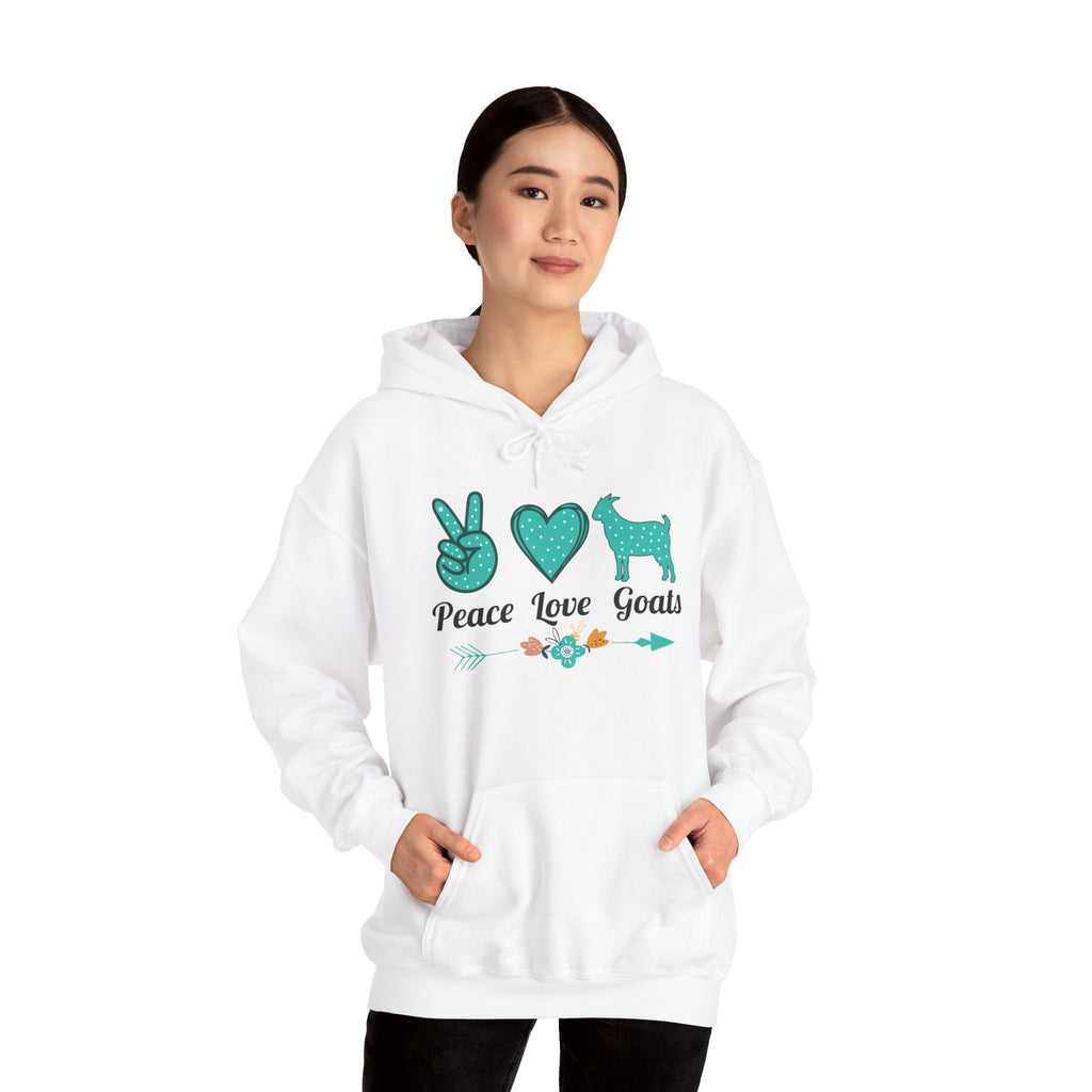 Peace Love Goats Hoodie – Unisex Farmhouse Goat Lover Sweatshirt | Cozy Homestead Country Apparel