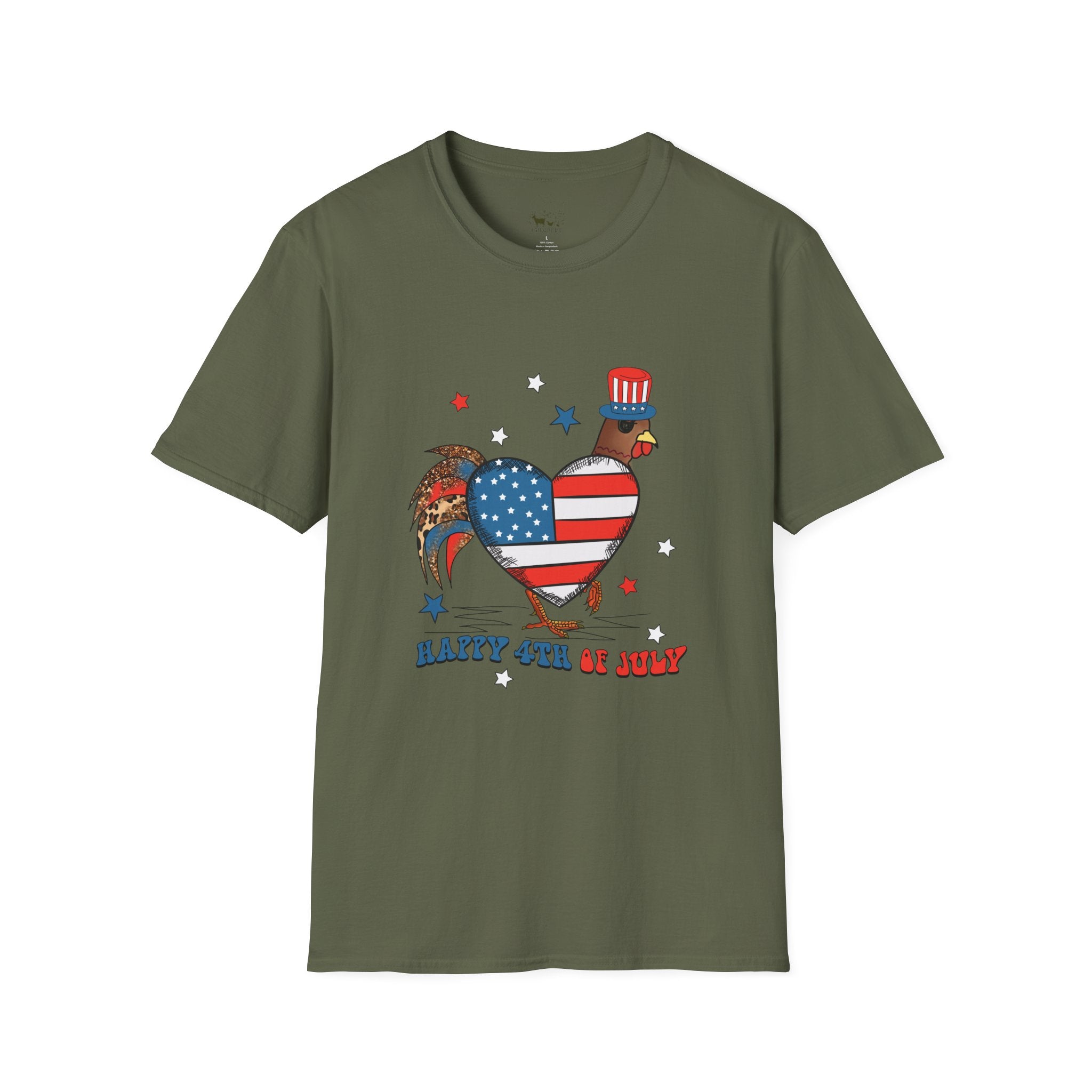Happy 4th of July Chicken T-Shirt – Patriotic Rooster & Hen Shirt, American Flag Farm Tee, Backyard Chicken Shirt, Homestead Independence Day Apparel