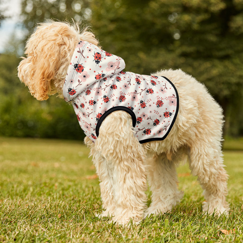 Pink Cute Ladybug Pet Hoodie, Cute Pet Apparel, Animal Lover Gift, Dog Sweater, Cat Jumper, Pet Clothing