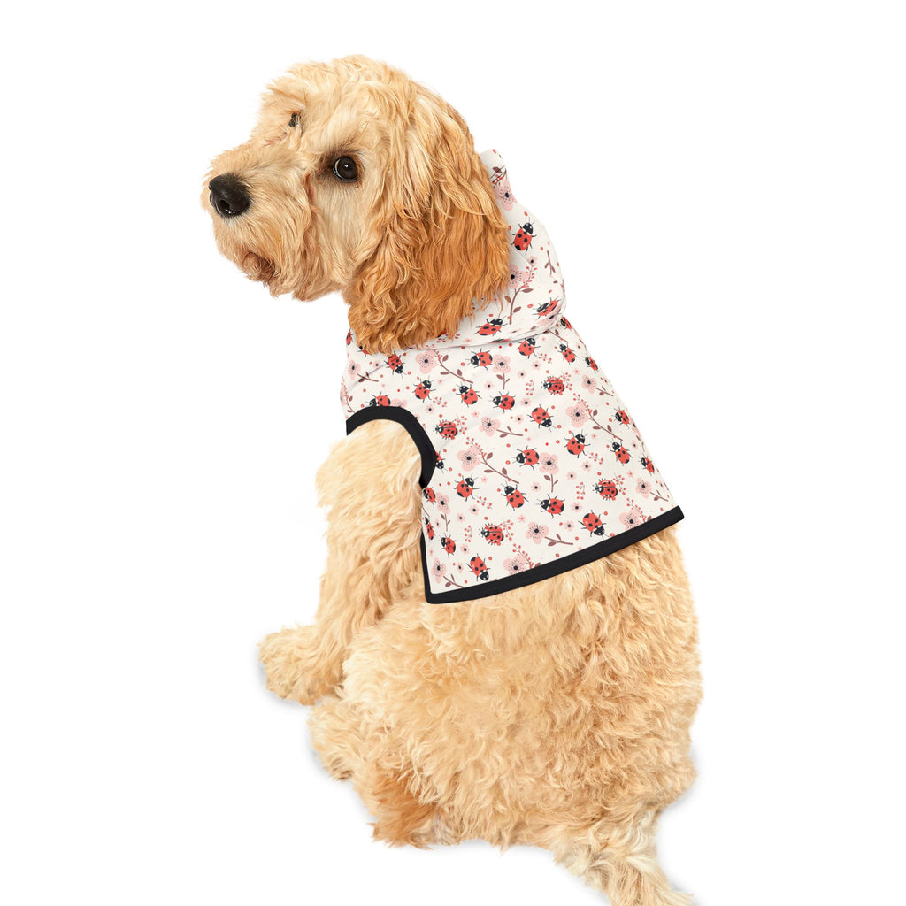 Pink Cute Ladybug Pet Hoodie, Cute Pet Apparel, Animal Lover Gift, Dog Sweater, Cat Jumper, Pet Clothing