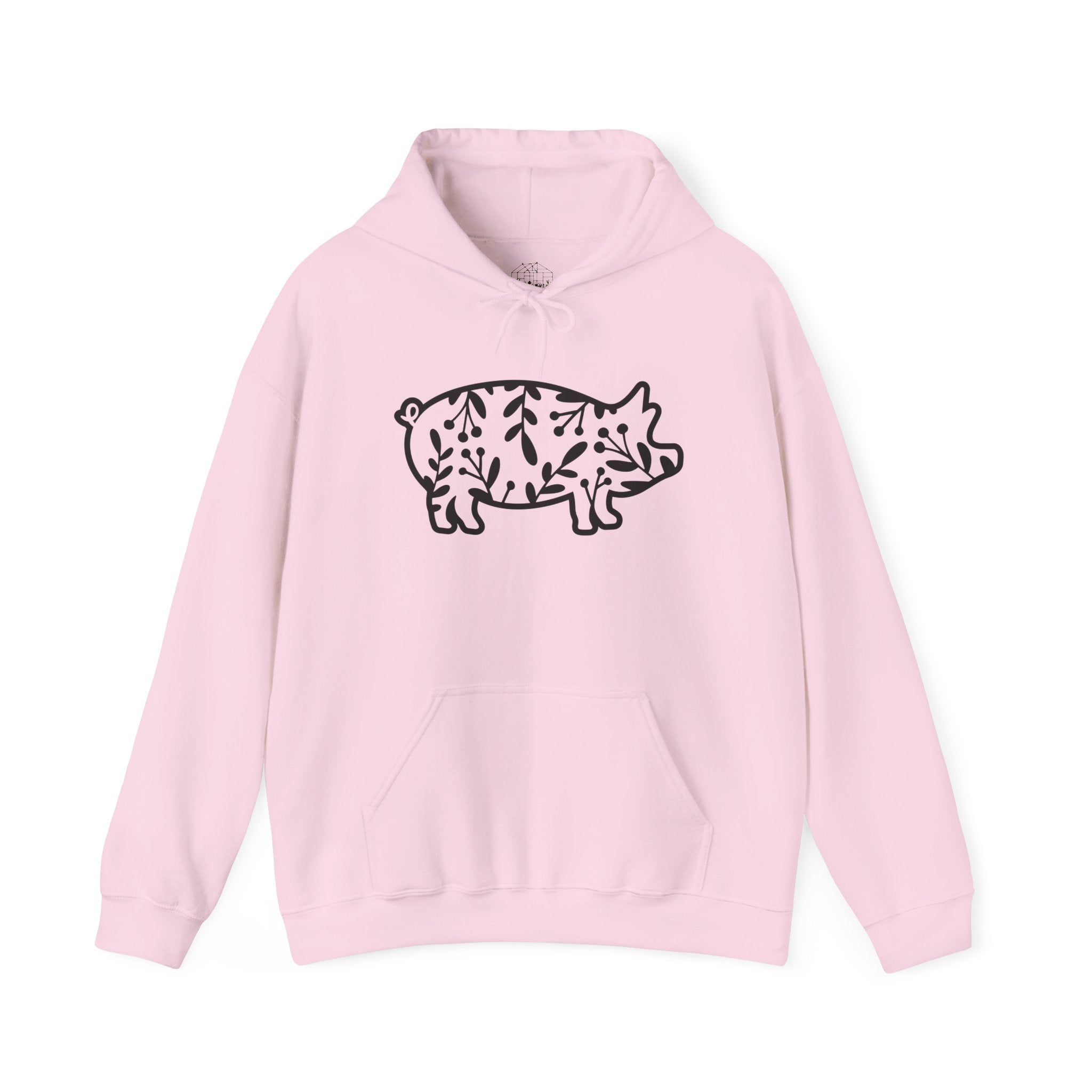 Floral Pig Silhouette Hoodie – Farm Life Sweatshirt, Pig Lover Pullover, Homestead Hoodie, Mini Pig Apparel, Farm Animal Hoodie, Country Living Unisex Hoodie