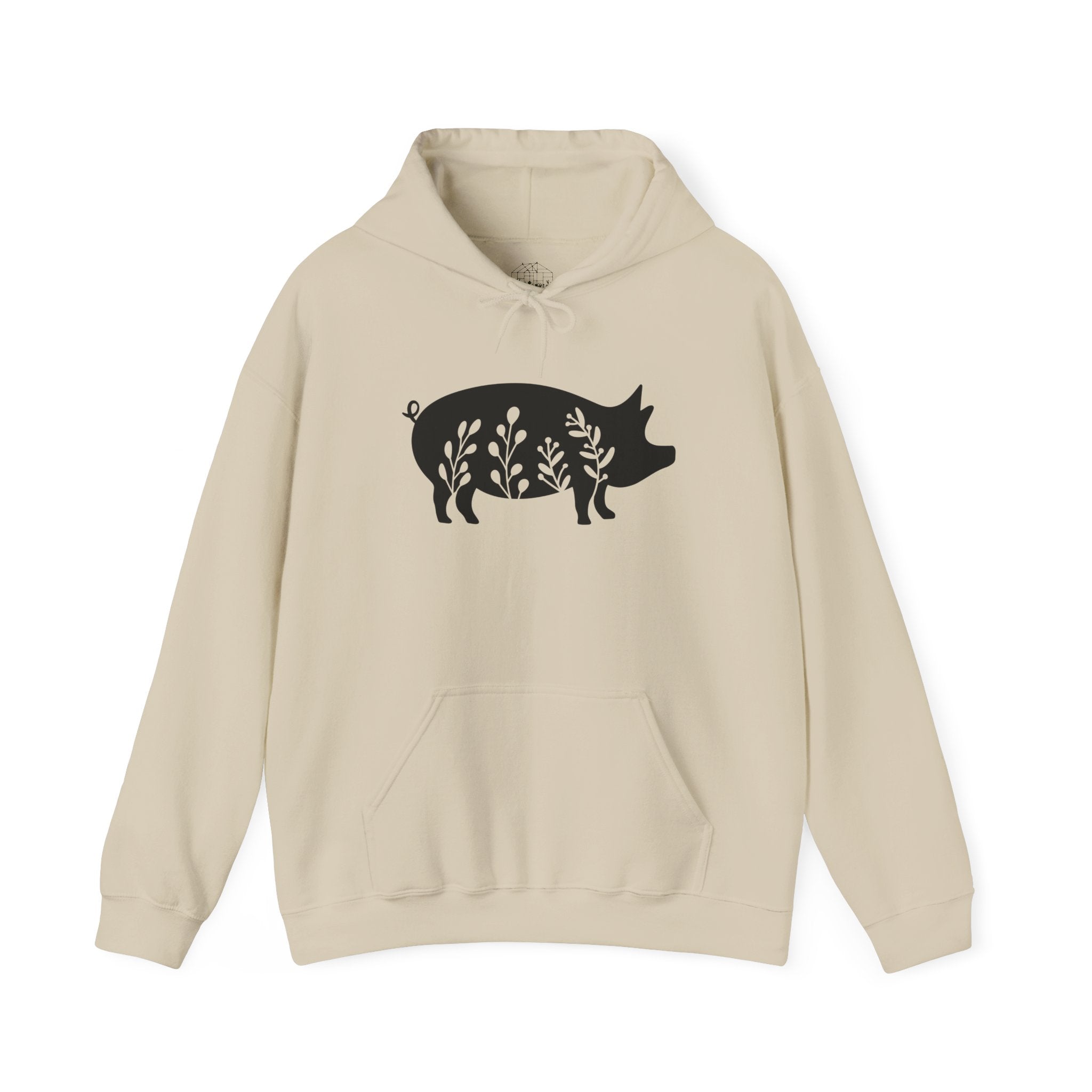 Floral Pig Silhouette Hoodie – Farm Life Sweatshirt, Pig Lover Pullover, Homestead Hoodie, Mini Pig Apparel, Farm Animal Hoodie, Country Living Unisex Hoodie