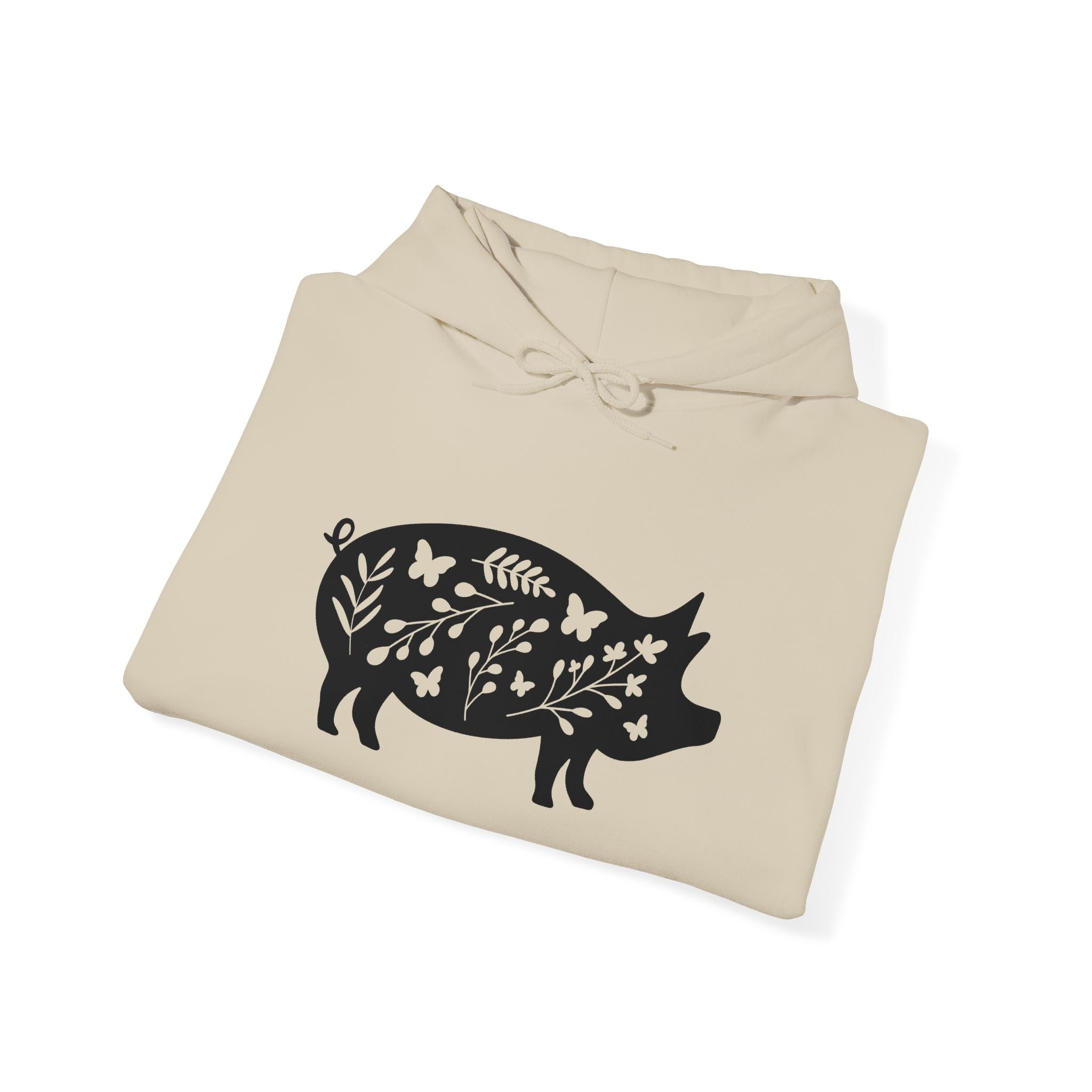 Floral Pig Silhouette Hoodie – Farm Life Sweatshirt, Pig Lover Pullover, Homestead Hoodie, Mini Pig Apparel, Farm Animal Hoodie, Country Living Unisex Hoodie