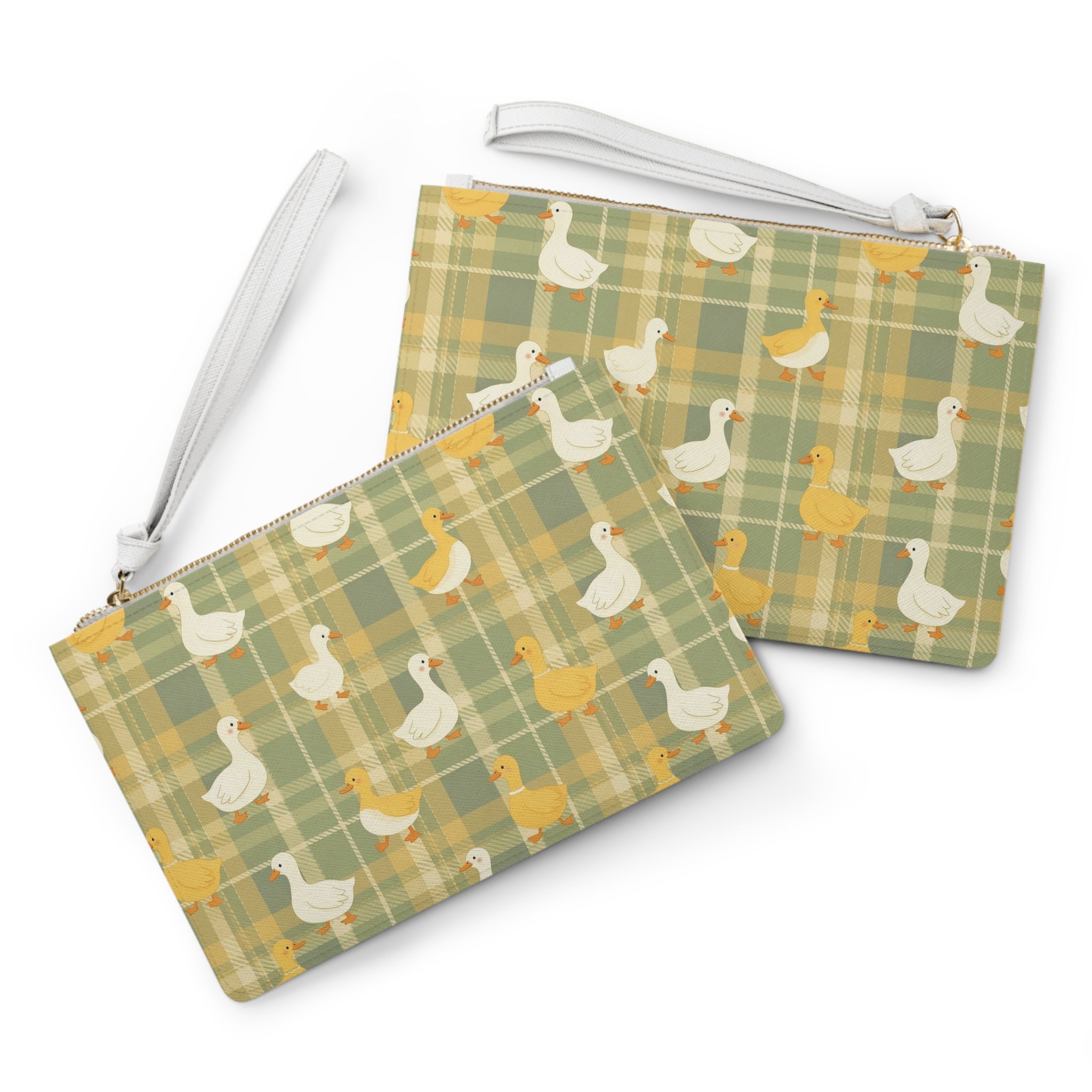 Gingham Goose Clutch Bag | Cottagecore Farmhouse Wristlet Purse | Goose Pattern Makeup Bag | Country Farm Animal Zipper Pouch | Homestead Gift