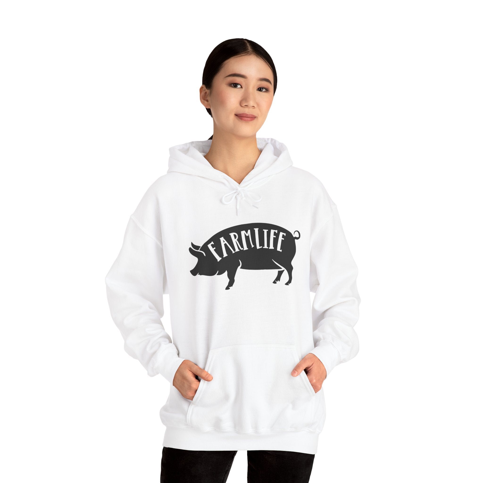 Farmhouse Pig Silhouette Hoodie – Farm Life Sweatshirt, Pig Lover Pullover, Homestead Hoodie, Mini Pig Apparel, Farm Animal Hoodie, Country Living Unisex Hoodie