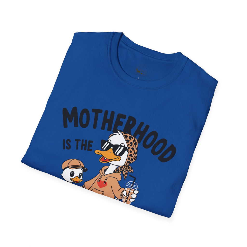 Motherhood Is the Realest Hood Funny Duck Mom Unisex T-Shirt | Farm Mom Graphic Tee