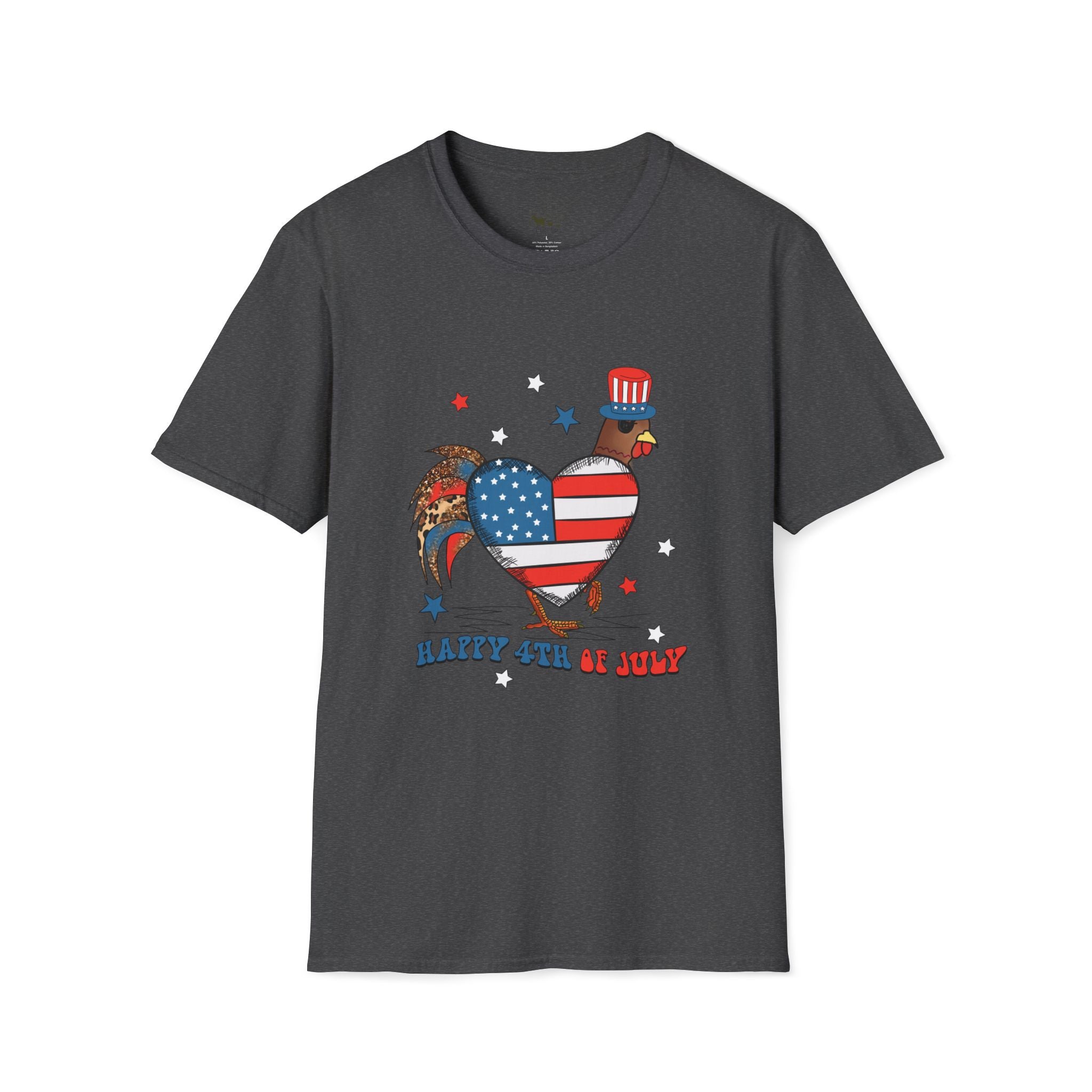 Happy 4th of July Chicken T-Shirt – Patriotic Rooster & Hen Shirt, American Flag Farm Tee, Backyard Chicken Shirt, Homestead Independence Day Apparel