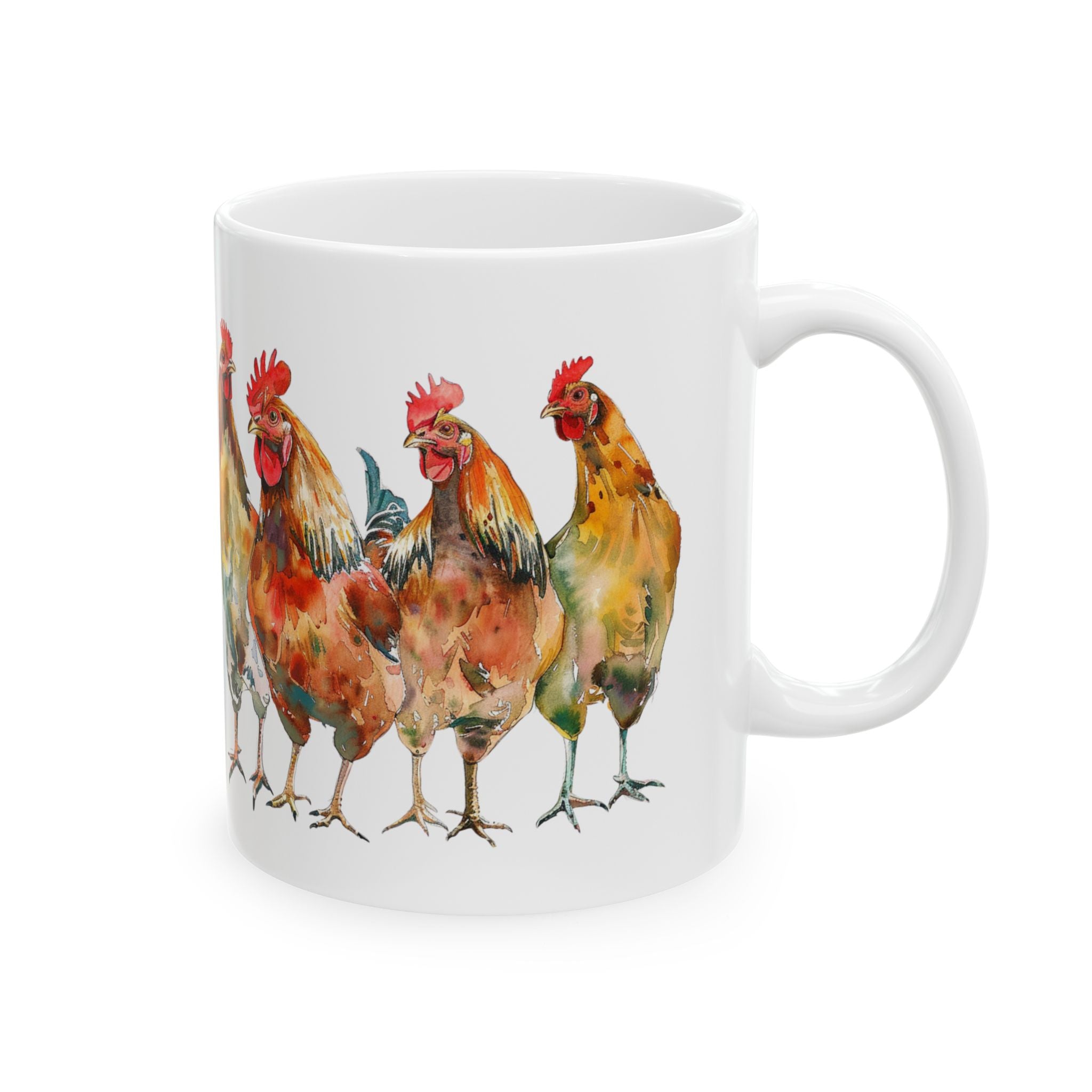 Chicken Flock Ceramic Mug – Backyard Chicken Coffee Cup, Farm Homestead Mug, Chicken Lover Gift (11oz, 15oz)