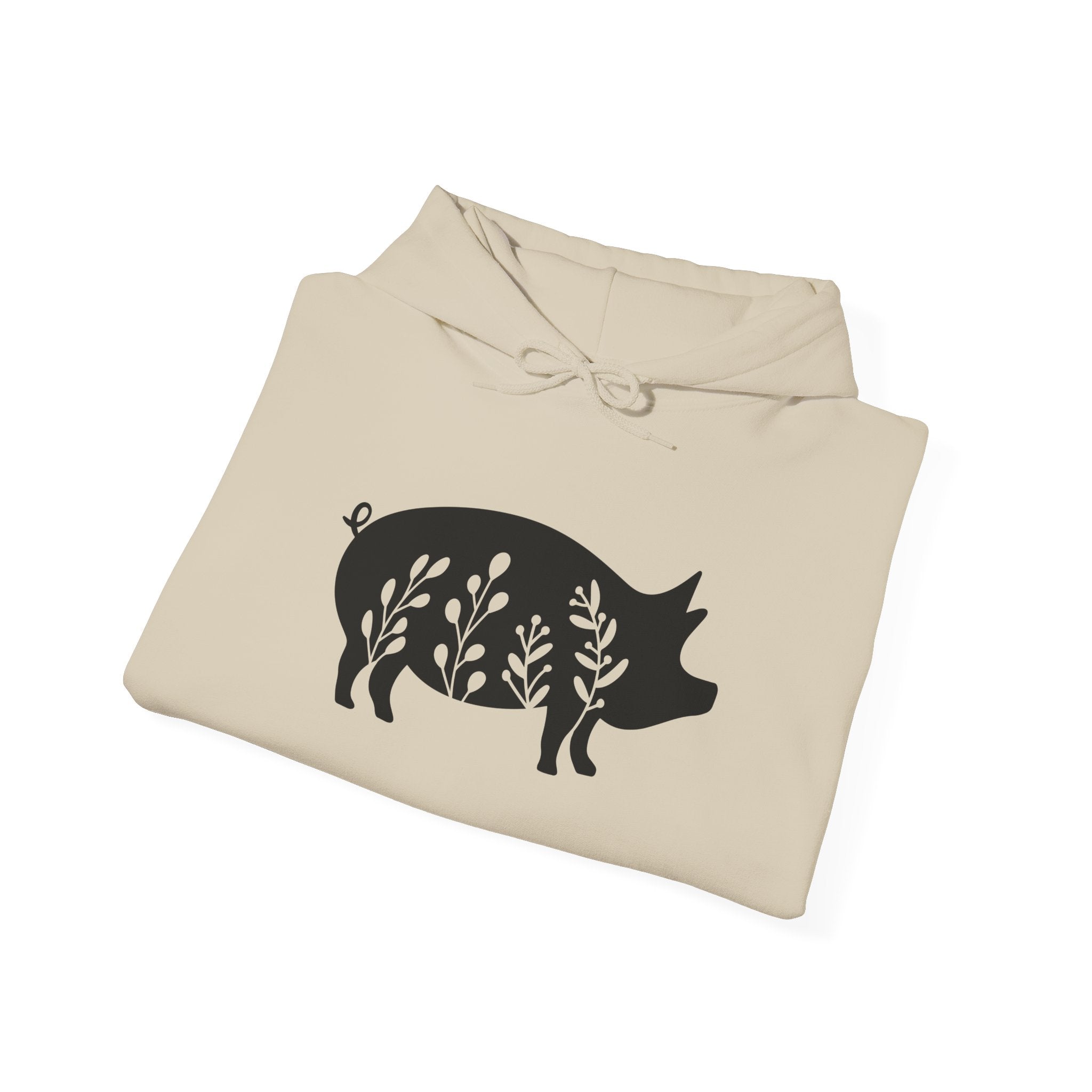 Floral Pig Silhouette Hoodie – Farm Life Sweatshirt, Pig Lover Pullover, Homestead Hoodie, Mini Pig Apparel, Farm Animal Hoodie, Country Living Unisex Hoodie