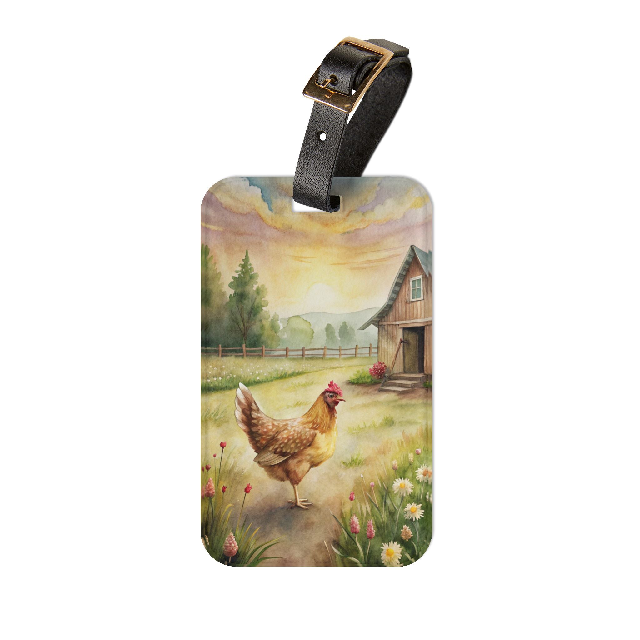 Farmhouse Chicken Luggage Tag | Rustic Rooster Travel Accessory | Cottagecore Chicken Suitcase Tag | Country Bag Identifier | Gumpert Homestead