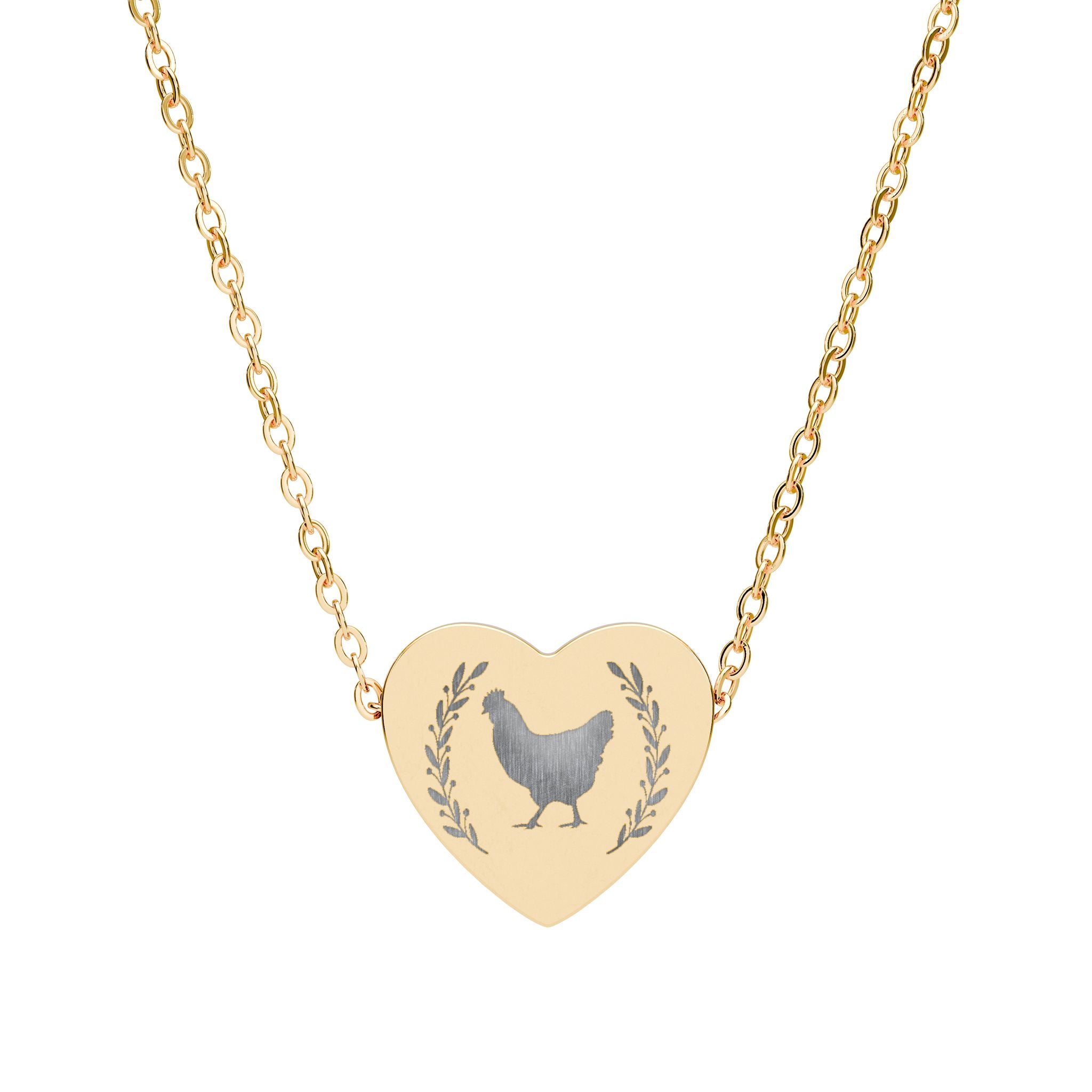Hen Heart Necklace – Chicken Lover Jewelry, Farmhouse Stainless Steel Necklace, Backyard Chicken Gift