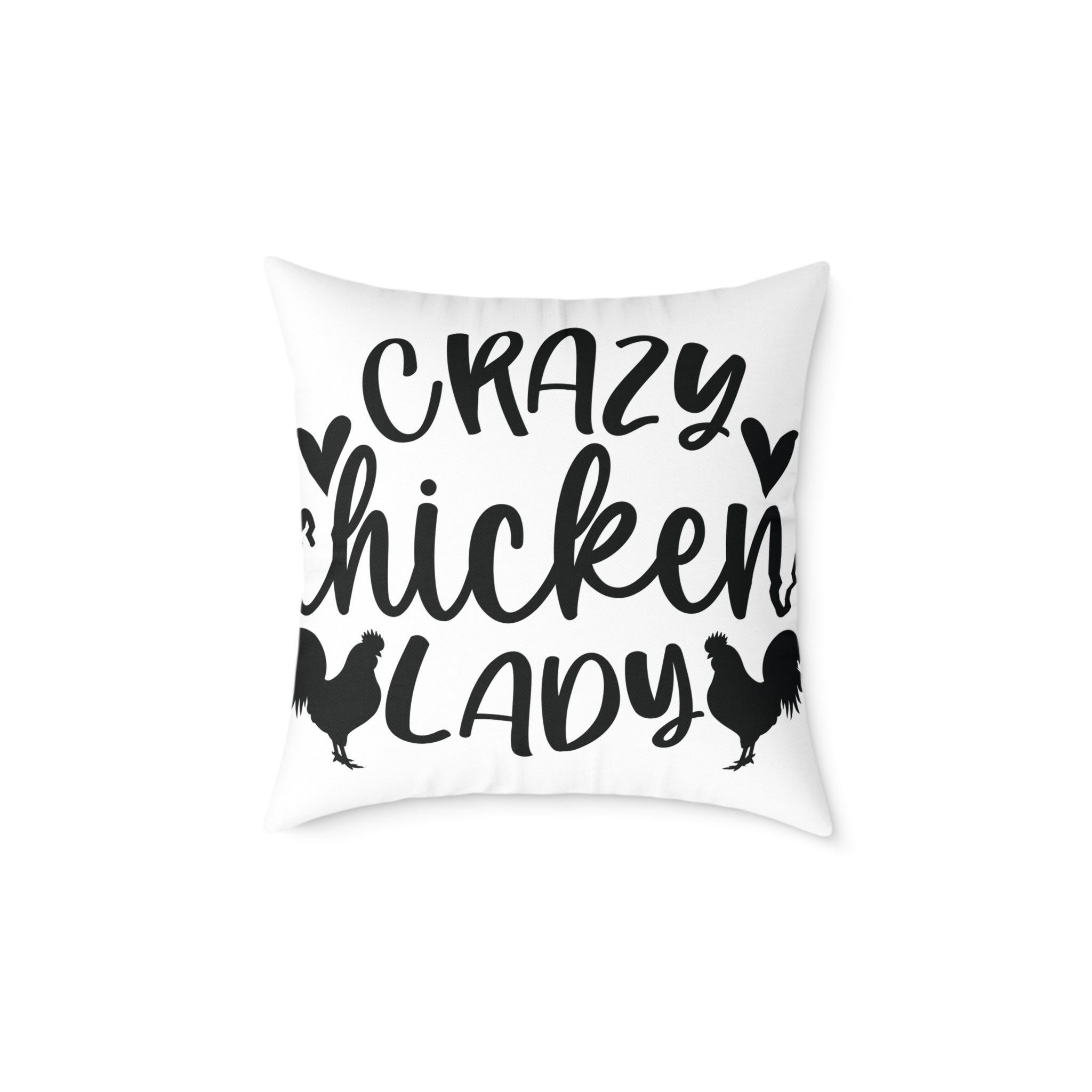 Crazy Chicken Lady Throw Pillow – Farmhouse Chicken Decor Cushion, Funny Homestead Accent Pillow, Country Cottage Home Decor