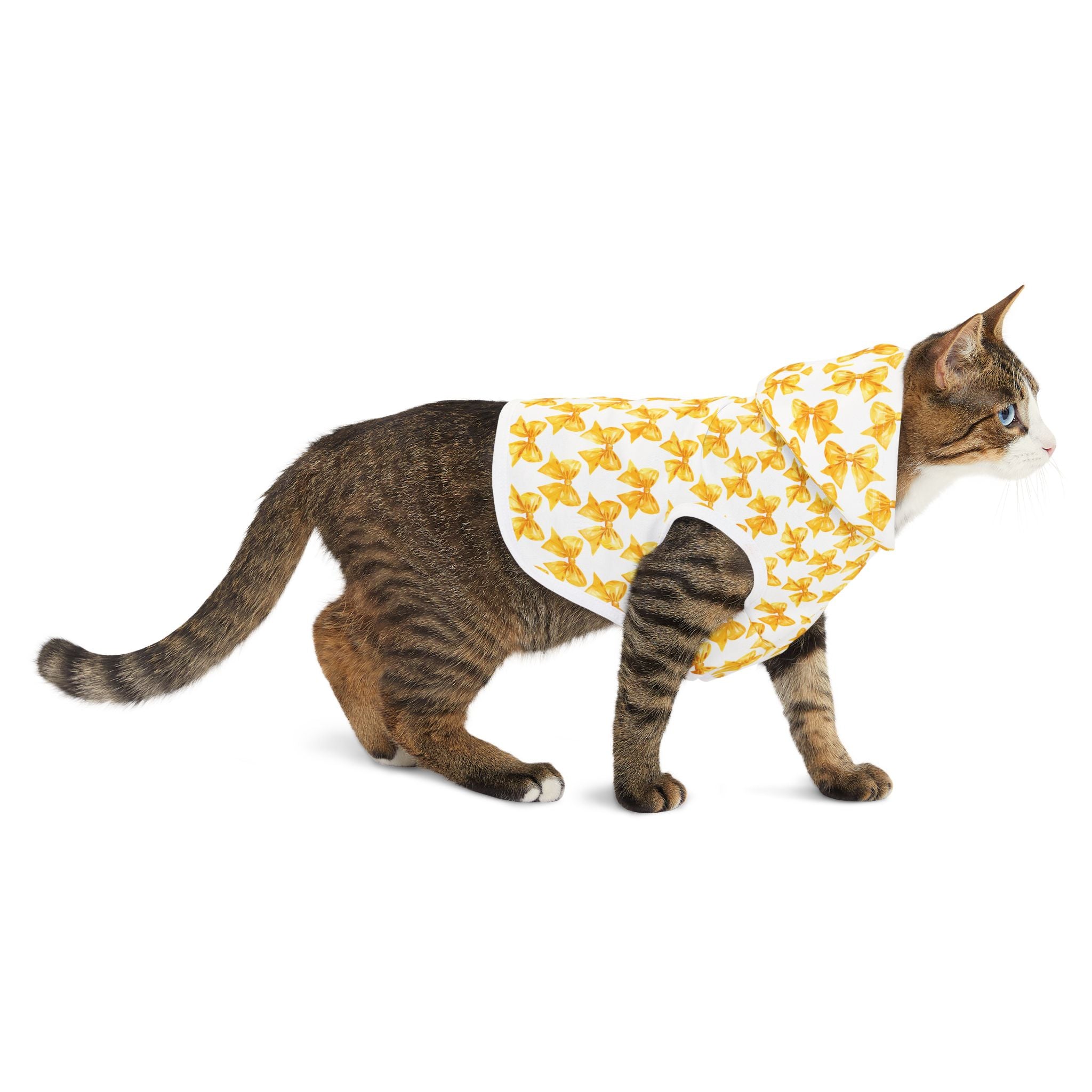 Yellow Coquette Bows Cute Pet Hoodie - Adorable Puppy Sweater, Small Dog Outfit, Furry Friend Gift, Pet Apparel, Animal Lover Present