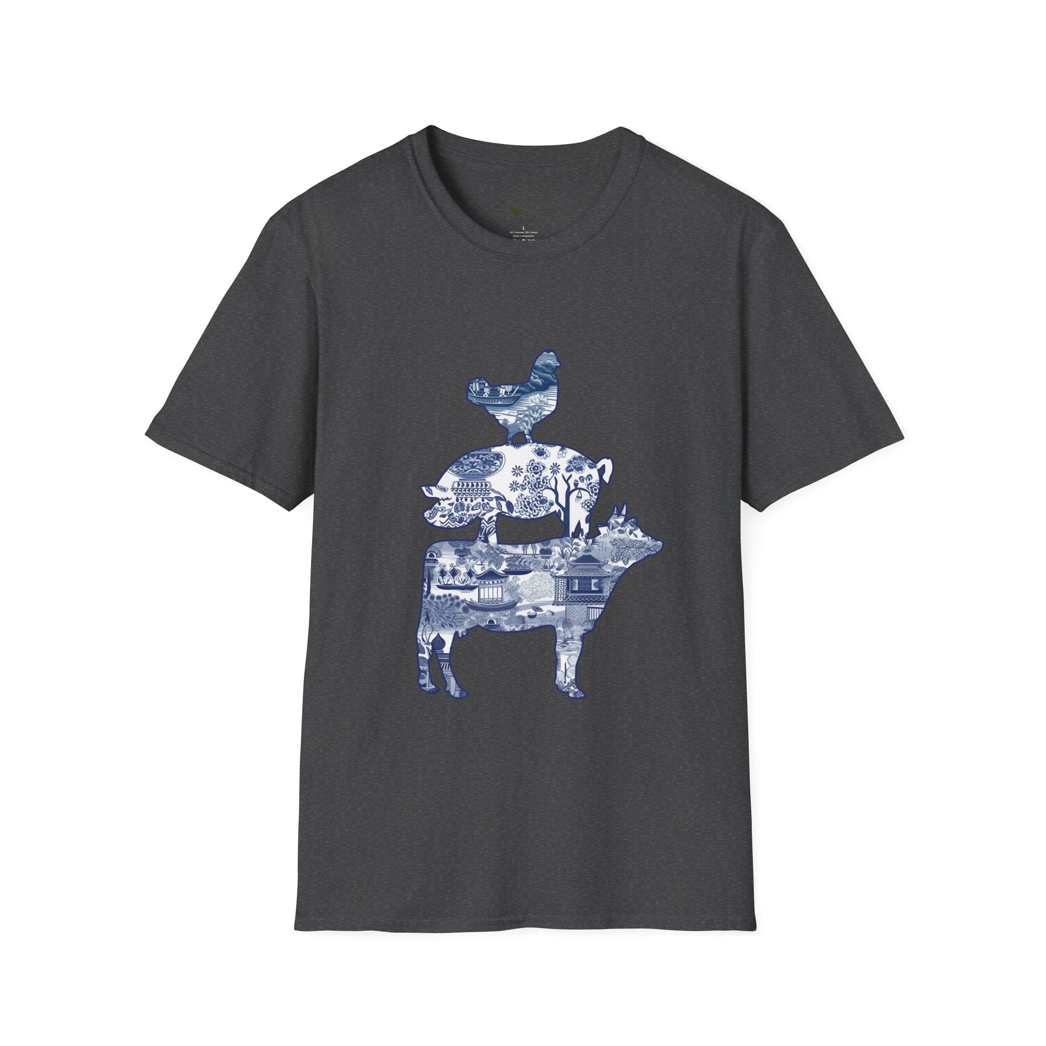 Floral Pig Stack T-Shirt – Cute Farm Pig Shirt, Cottagecore Pig Graphic Tee, Farm Life Animal Shirt, Homestead Apparel, Pig Lover Gift