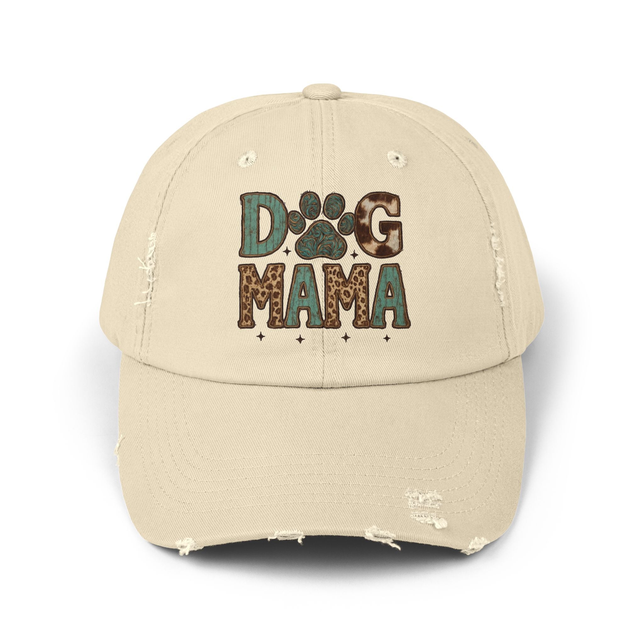 Dog Mama Distressed Baseball Cap – Vintage Dog Mom Hat, Farmhouse Pet Lover Cap, Washed Cotton Casual Hat