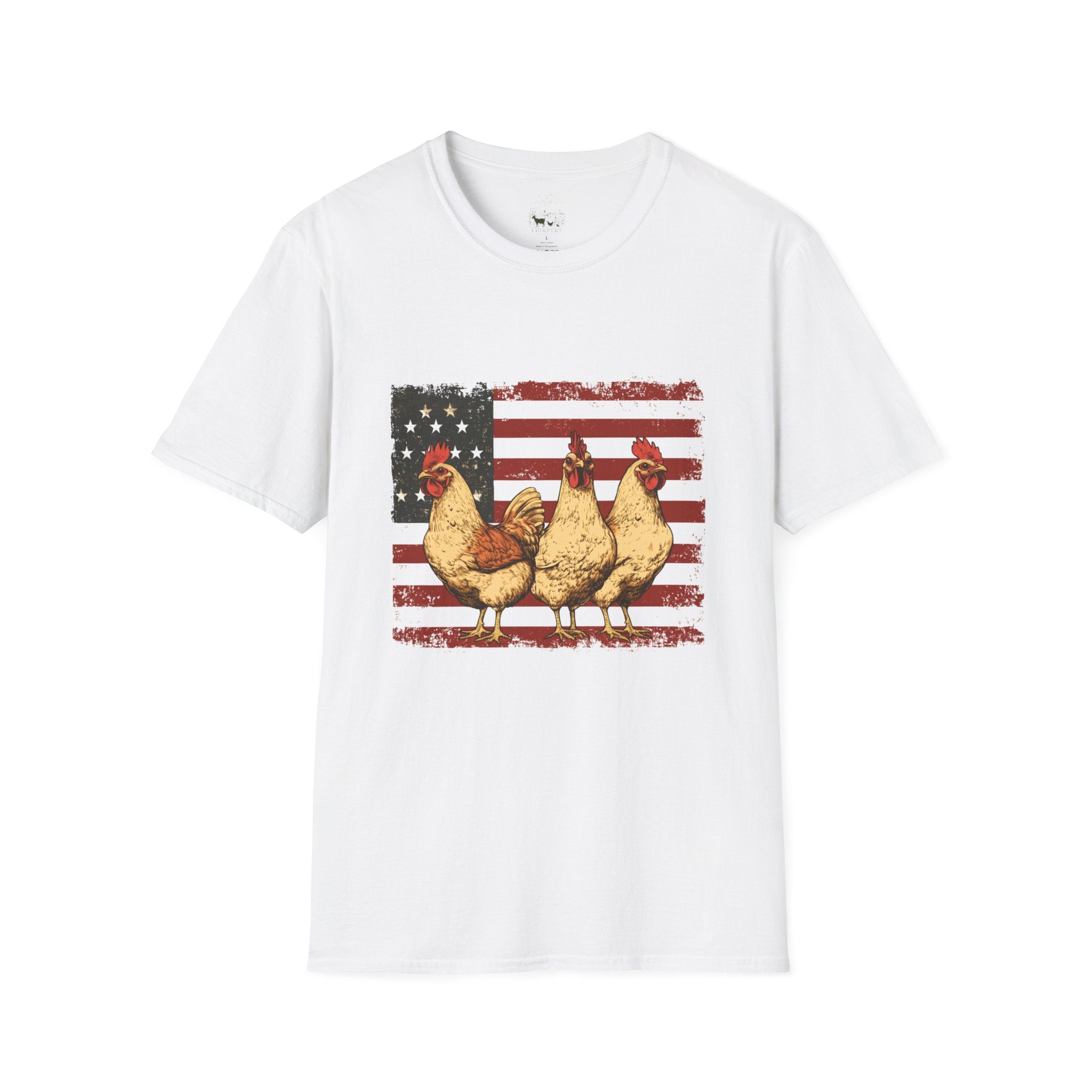 American Flag Chickens T-Shirt – American Flag Hen Shirt, Farm Life Tee, 4th of July Chicken Shirt, Backyard Chicken Keeper Gift, Homestead Farm Apparel
