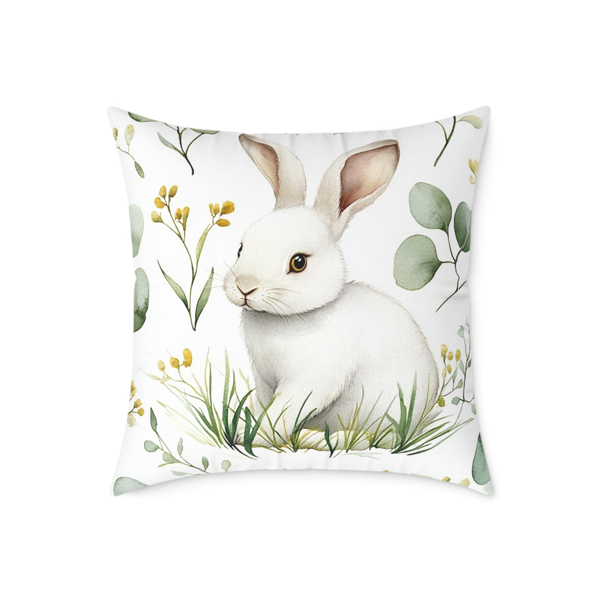 White Bunny Throw Pillow | Cottagecore Rabbit Accent Pillow | Farmhouse Bunny Decor Cushion | Woodland Rabbit Home Decor | Gumpert Homestead