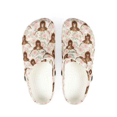 Blush Roses Highland Cow Clogs – Cottagecore Floral Farm Slip-On Shoes