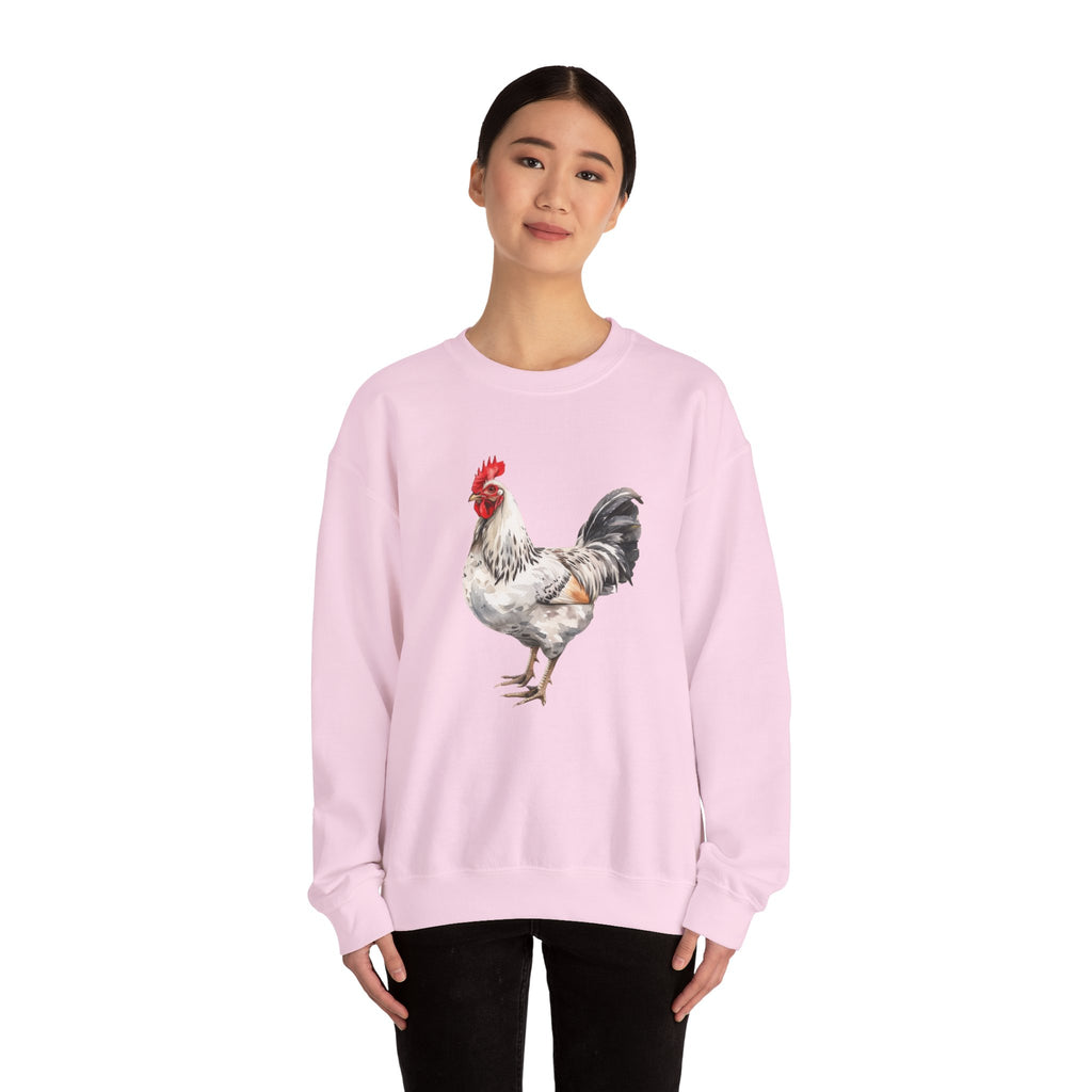 Light Sussex Rooster Sweatshirt – Farmhouse Chicken Crewneck, Heritage Sussex Rooster Pullover, Homestead Apparel