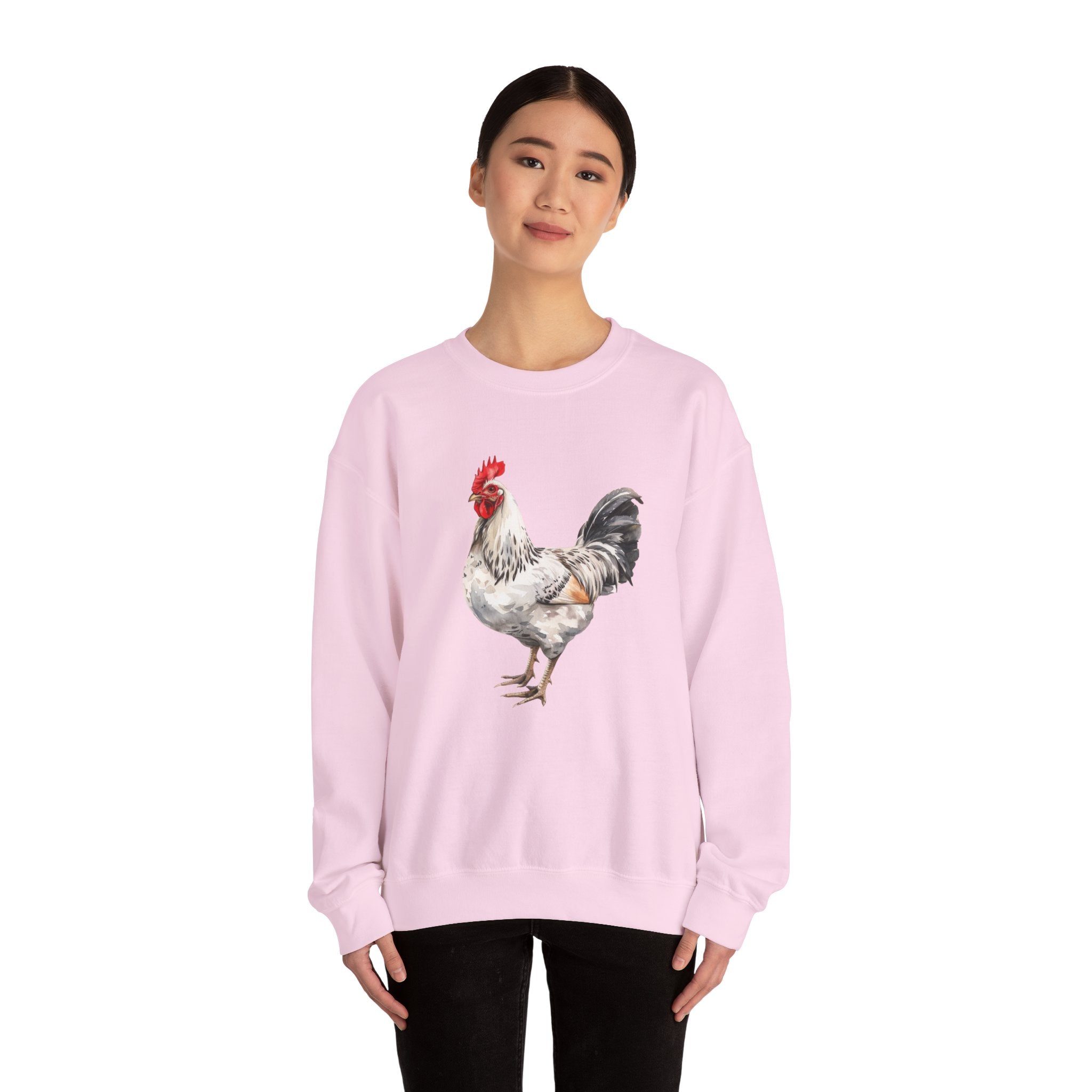 Light Sussex Rooster Sweatshirt – Farmhouse Chicken Crewneck, Heritage Sussex Rooster Pullover, Homestead Apparel