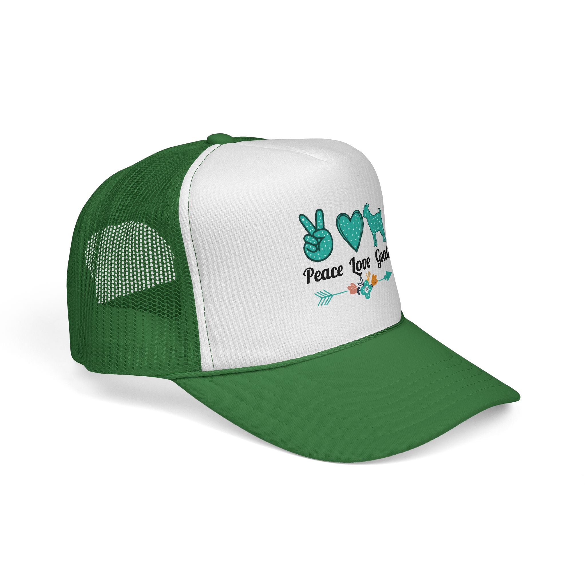 Peace Love Goats Trucker Hat – Goat Mom Hat, Farm Life Snapback, Homestead Goat Lover Cap
