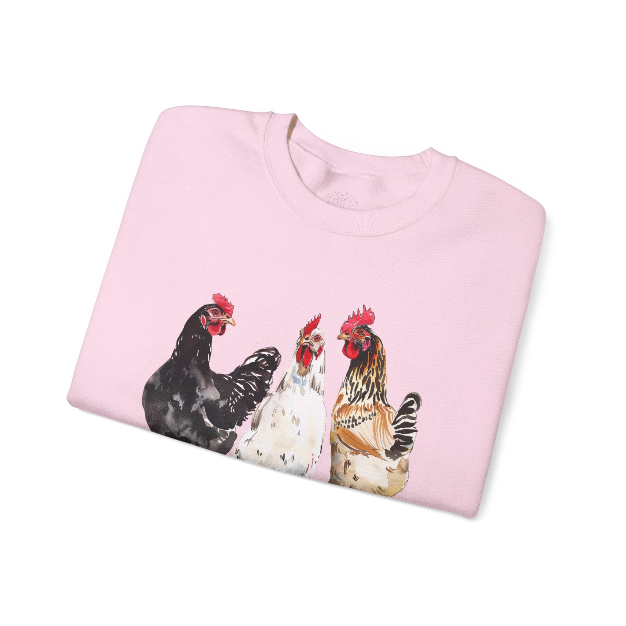 Chicken Flock Sweatshirt – Farmhouse Hen Lineup Crewneck, Cozy Homestead Chicken Mom Pullover, Unisex Gildan 18000