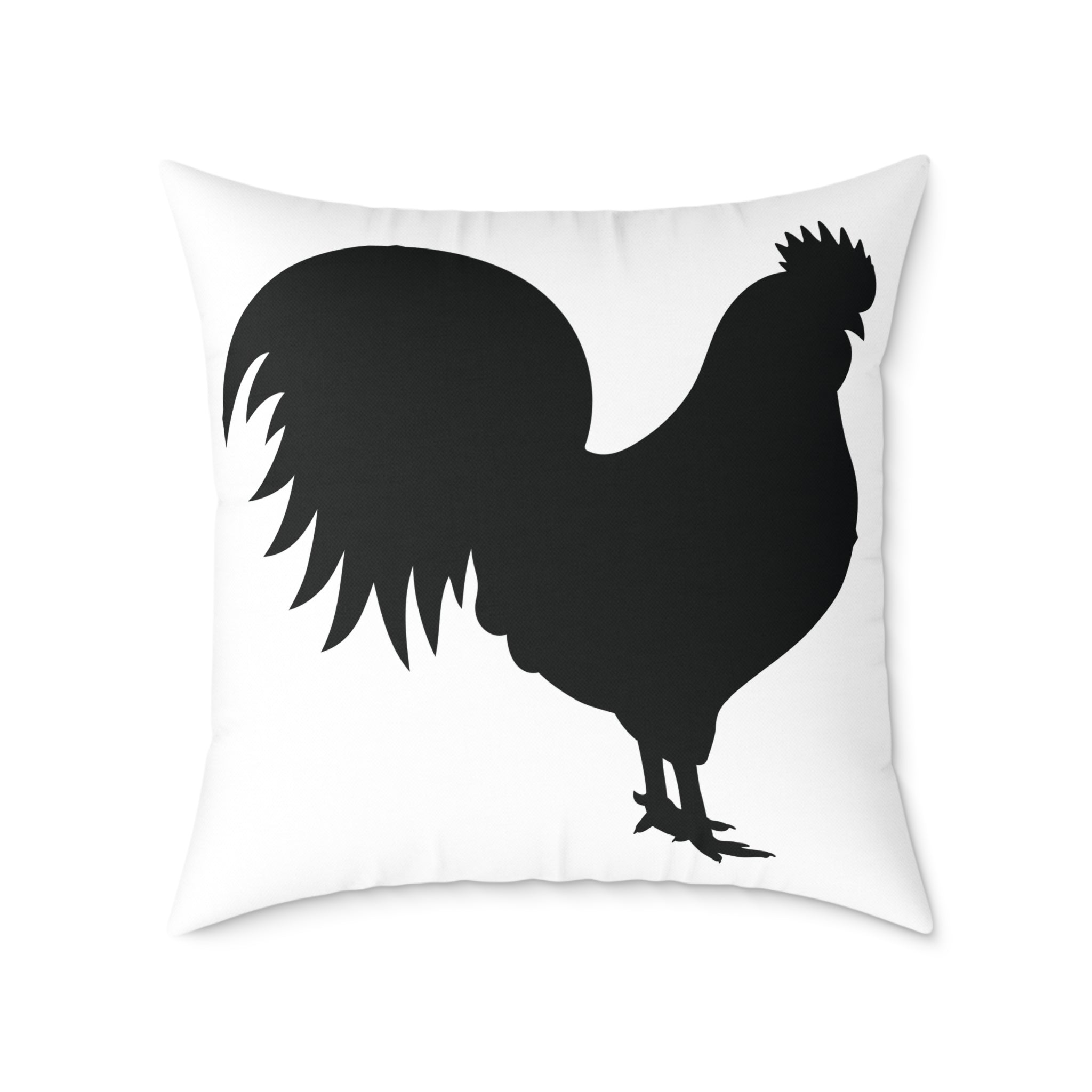 Farmhouse Rooster Silhouette Throw Pillow – Rustic Chicken Decor Cushion, Neutral Country Homestead Accent Pillow