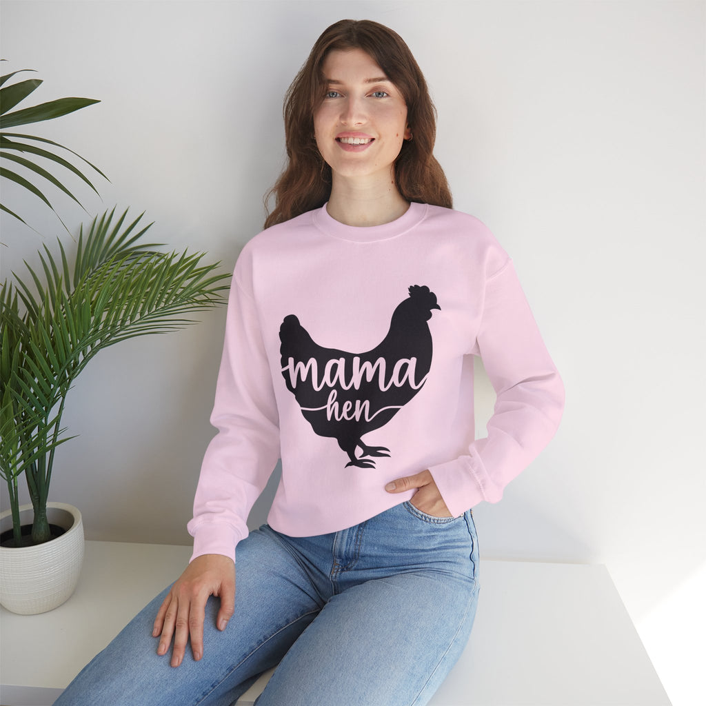 Mama Hen Sweatshirt – Minimalist Chicken Mom Crewneck, Neutral Farmhouse Homestead Pullover, Unisex Gildan 18000